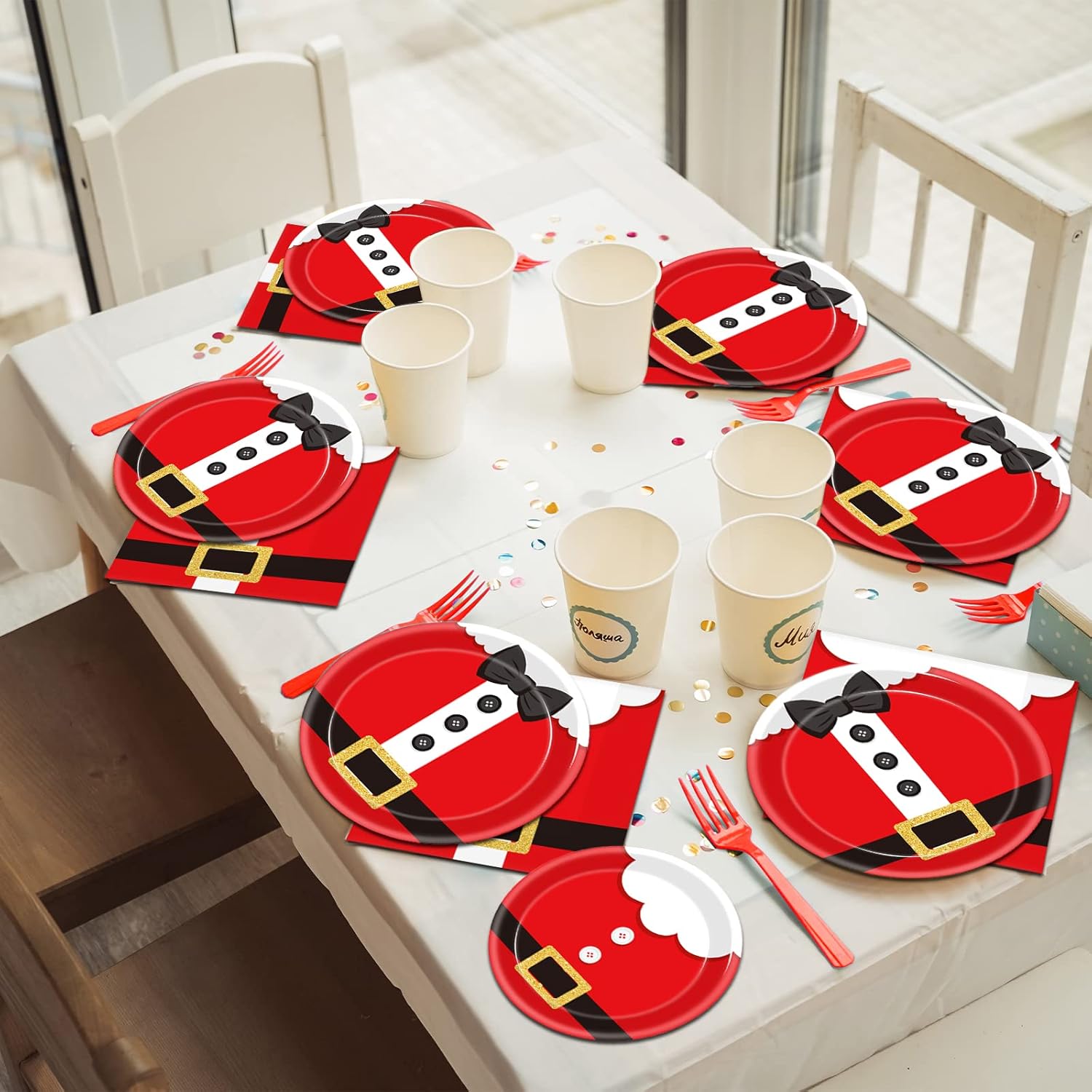 96 Pcs Christmas Plates Santa Claus Party Supplies Paper Plates Napkins Set Disposable Dinnerware Tableware for Merry Christmas Dinner Party, Serves 24 : Home & Kitchen