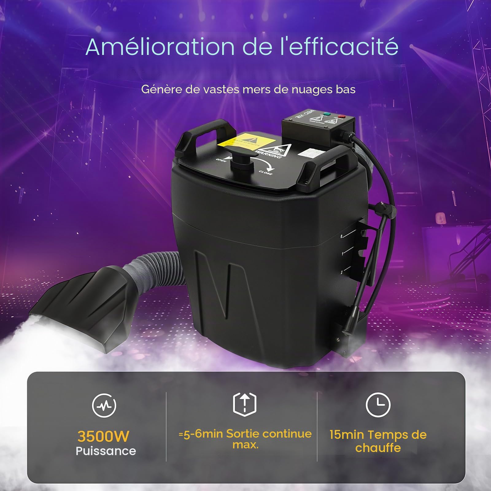 Machine à fumée, 3500 W, effet de brouillard - Contrôle électronique de la température - Machine à glace sèche portable - Machine à fumée - Effet scène