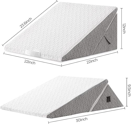 Miniatura 4 de UBBCARE Almohada de cuña de cama para dormir, almohada de cuña triangular ajustable de 9 y 12 pulgadas, almohada inclinada de espuma viscoelástica
