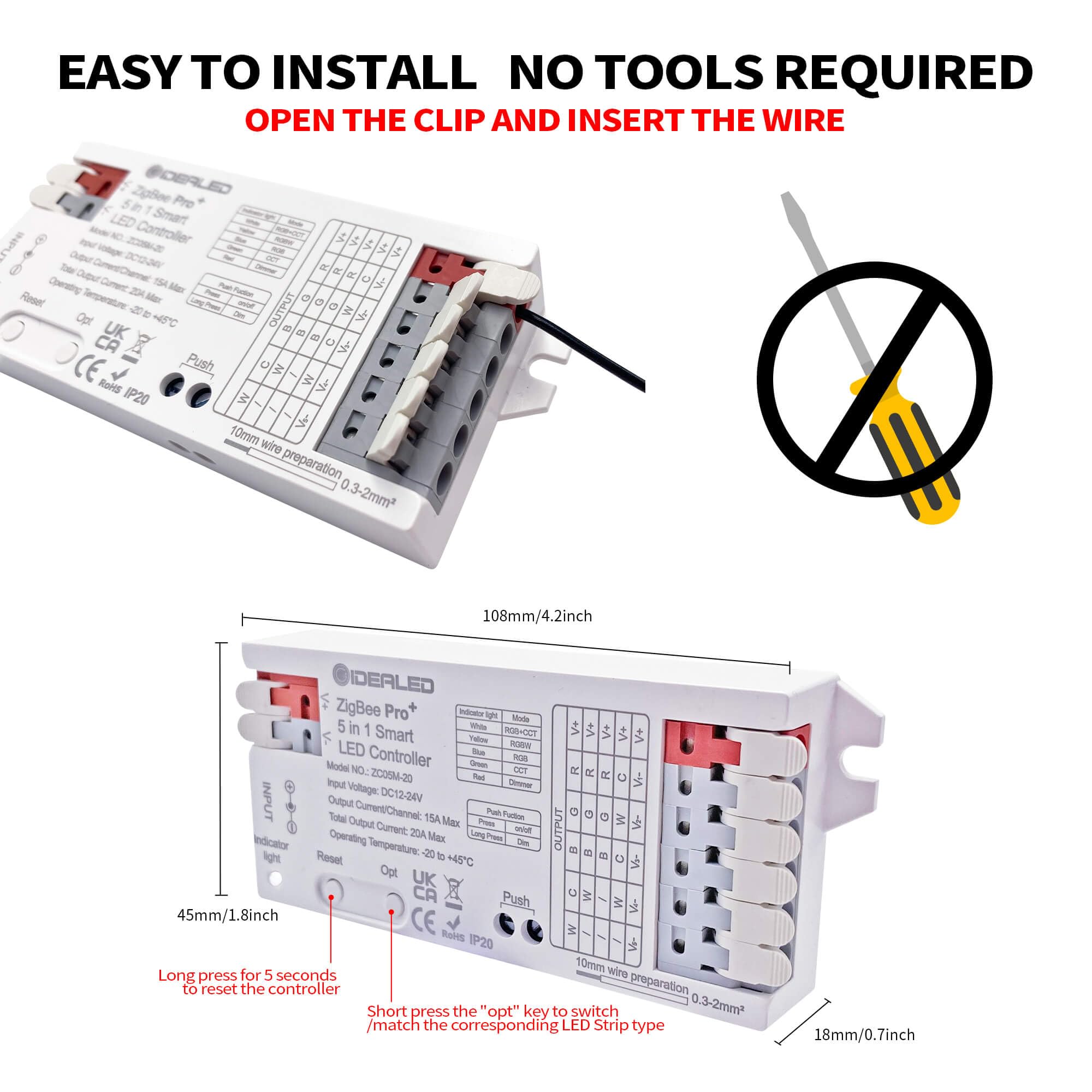 ZigBee 3.0 Variateur/contrôleur 230 V Pour Allumer Et Diminuer L'intensité Des LED, Contrôle SmartHome Max. 400 W, Passerelle ZigBee, Compatible Avec Echo Plus (Alexa)®, Philips Hue