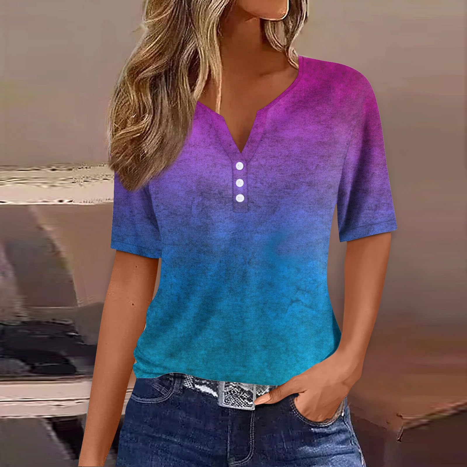Tops Femmes Grande Taille Le Printemps Manche Courte Tee Shirt Sport Fashion Tie and Dye T-Shirt Femle Confortable
