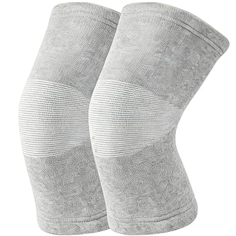 Bamboo Charcoal Compression Knee Sleeve 2-Pack, Gray Large