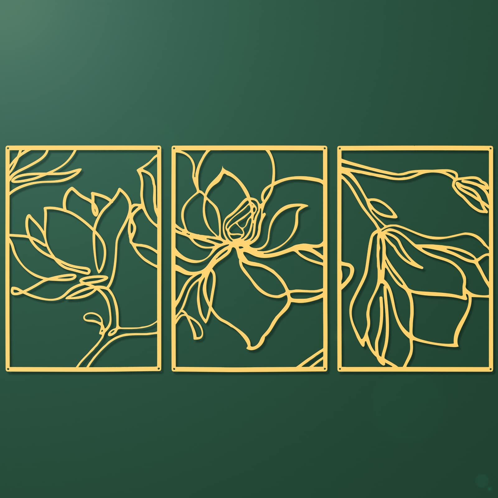 Amazon.com: 4 Pcs Wall Decor Metal Floral Minimalist Line Art Wall ...