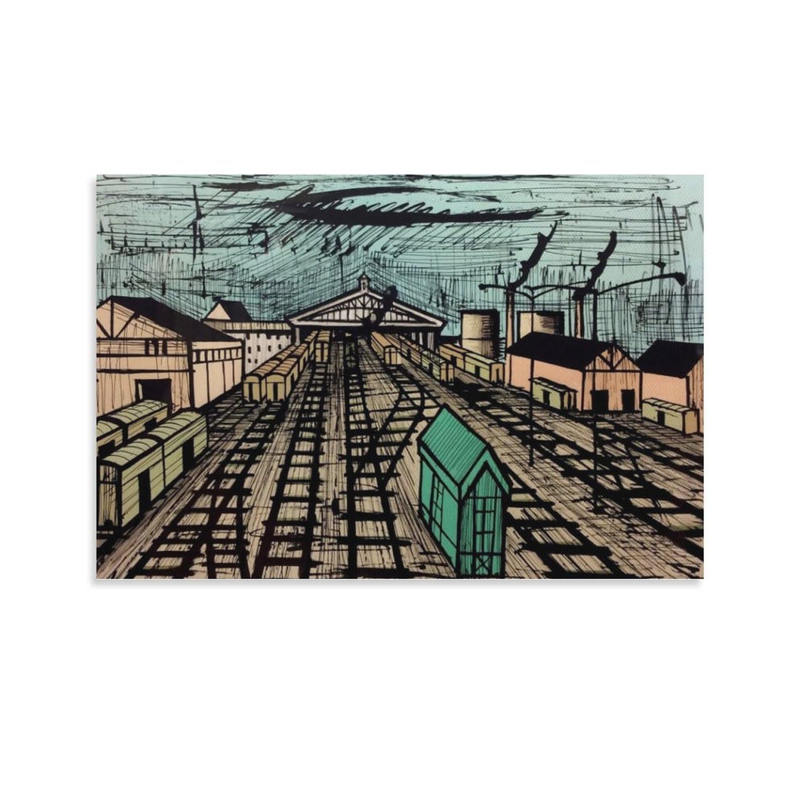 Amazon.co.jp: Bernard Buffetベルナール・ビュフェ《駅》ポスター 