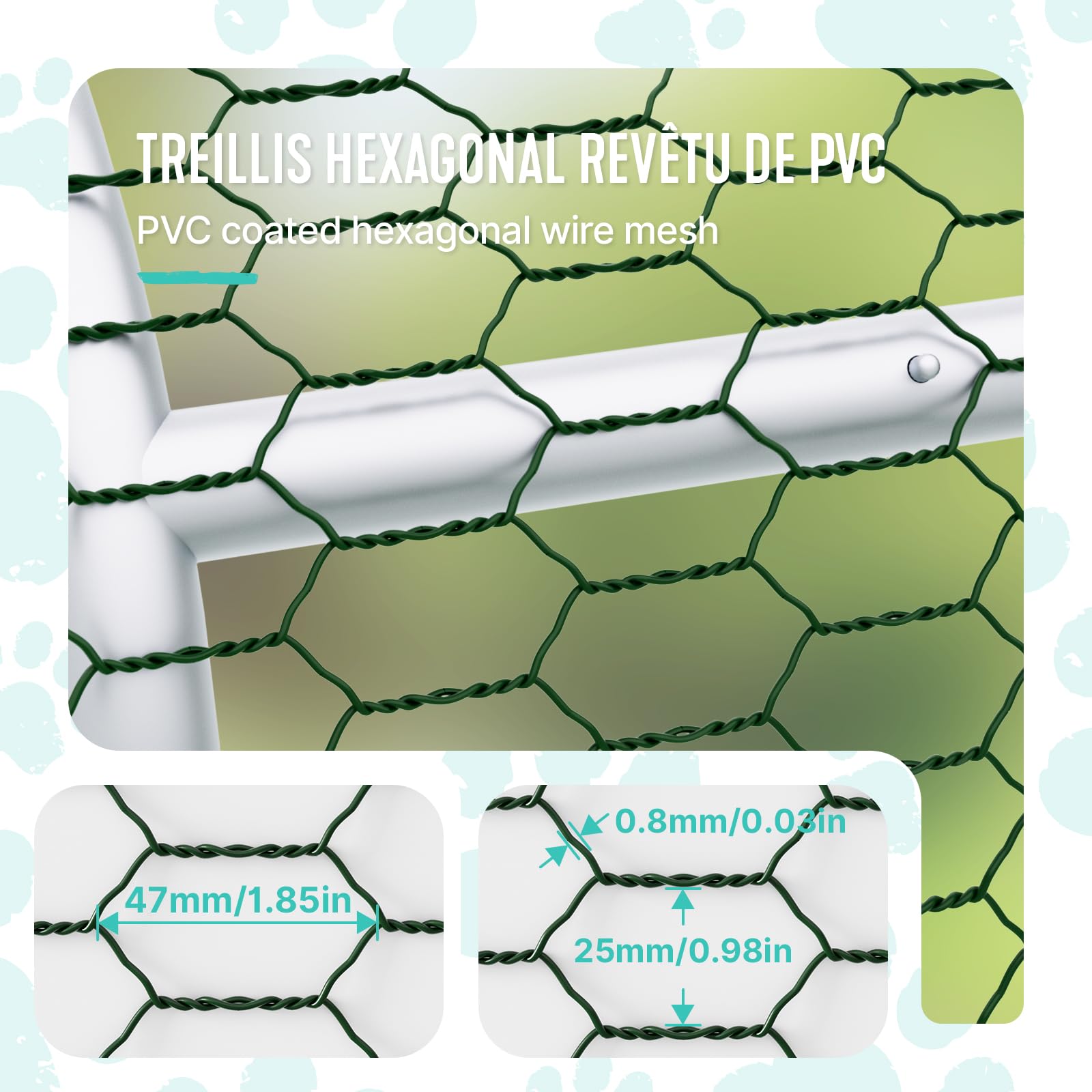 VOUNOT® Gallinero Exterior Metálico 6 m², Jaula para Gallinas Conejos y Animales Pequeños con Puerta con Cerradura y Cubierta PE, 300x200x200 cm