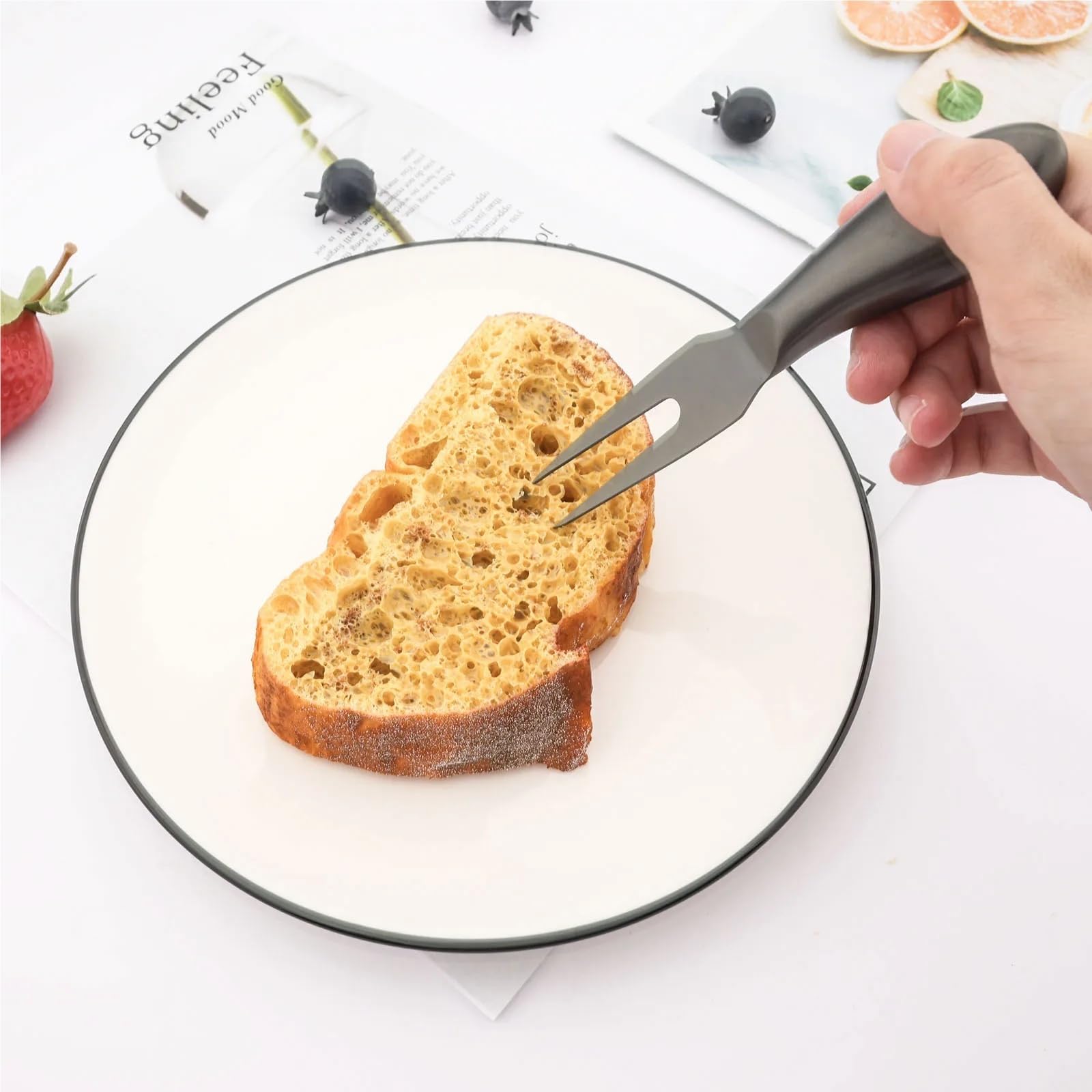 Mattschwarzes Messerset Käsebesteck aus rostfreiem Stahl Käsehobel Cutter Griff Minimesser Buttermesser Spatel Gabel(Chocolate)