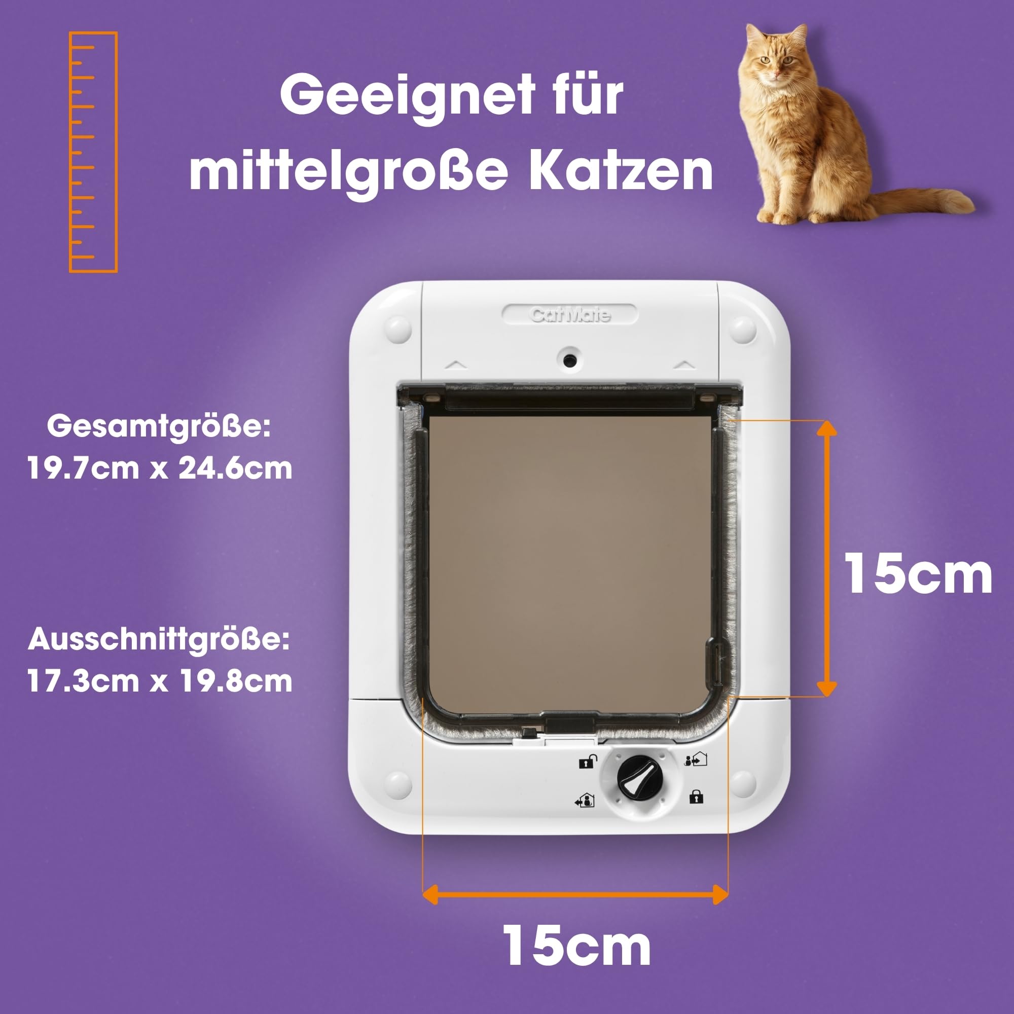 Cat Mate Mikrochip-Aktivierte Katzenklappe (360) - Für Katzen und Kleine Hunde, Geeignet für Bis zu 30 Haustiere, Kompatibel mit Einfach-/Doppelverglasung, UPVC, Wände und Holz, Weiß