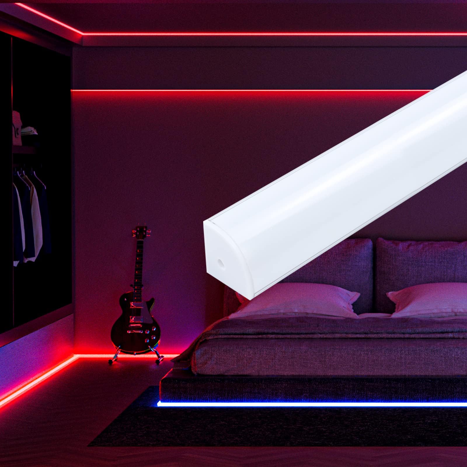 Muzata 10Pack 3.3FT/1M Plus-Size Spotless V Shape LED Channel Silver Aluminum LED Diffuser Channel with Milky White Cover V101 WW 1M