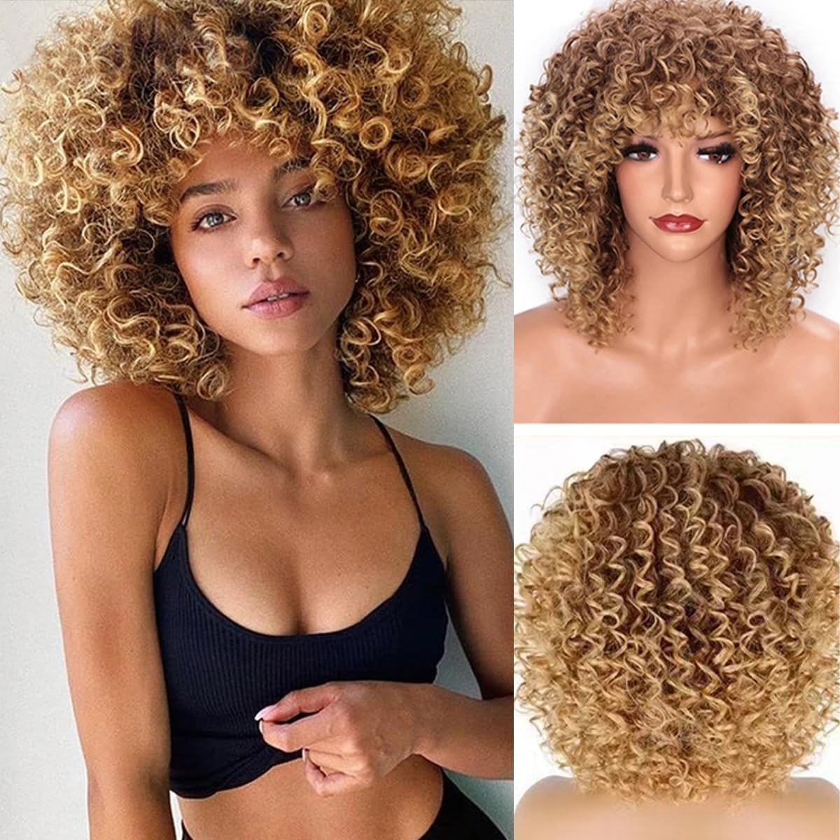 Afro Blonde Curly Wig for Black Women | Heat Resistant Hair