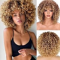 Vista 12 de Pelucas Afro Cortas Rizadas Grises para Mujeres Negras, Peluca Rizada Gris Degradado con Flequillo Cabello Sintético Resistente al Calor para Uso