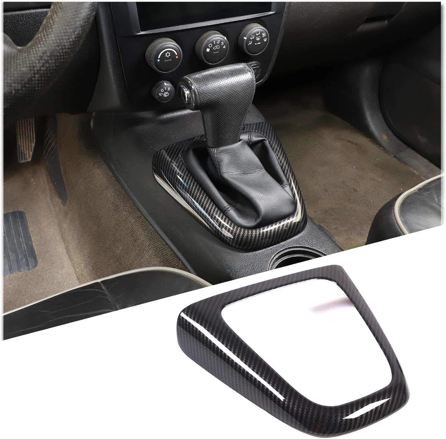 Gear Shift Panel Trim Cover Compatible with Hummer H3 2005-2009, ABS Gear Shift Center Console Anti-Scratch Panel Protector Frame Cover (Carbon Fiber Pattern Black)