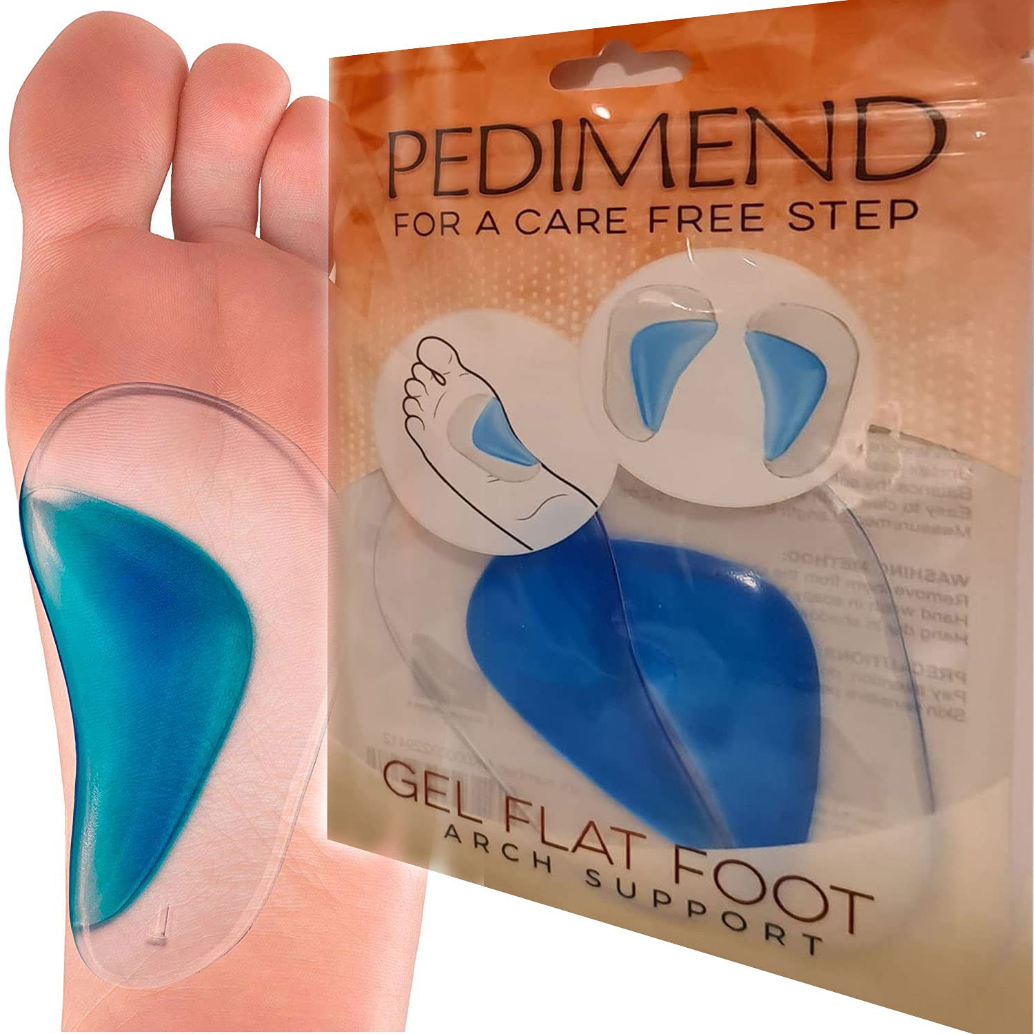PEDIMEND Professionelle orthopädische Einlegesohlen (1 Paar), Silikon-Gel-Plattfuß-Korrektor, perfekt für Senkfuß, Plattfußgewölbe und Fußschmerzen, Unisex, Fußpflege