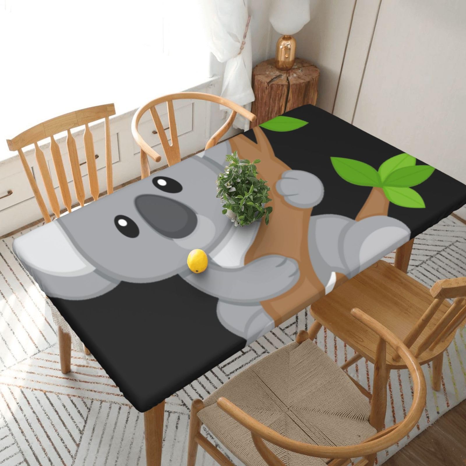 BNVSADC Hugging tree koala Printed 5FT Tablecloth Polyester Kitchen Water Resistant Table Cloth Dining Table Decoration Table Covers, 152x76 CM