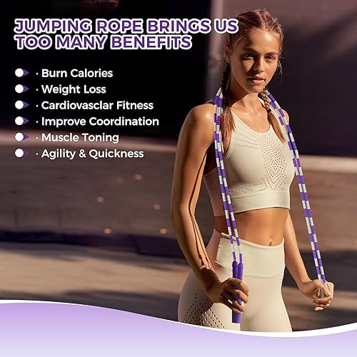 Miniatura 5 de Cuerda de saltar para fitness y ejercicio, jumproe ajustable, cuerdas de salto a granel para niños, niñas, hombres y mujeres, entrenamiento,