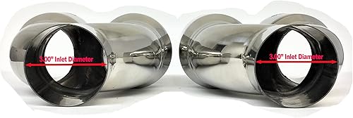 Miniatura 8 de NETAMI 3 "entrada a 4" Quad Staggered Outlet Puntas de escape de acero inoxidable doble pared negro cromado acabado un par