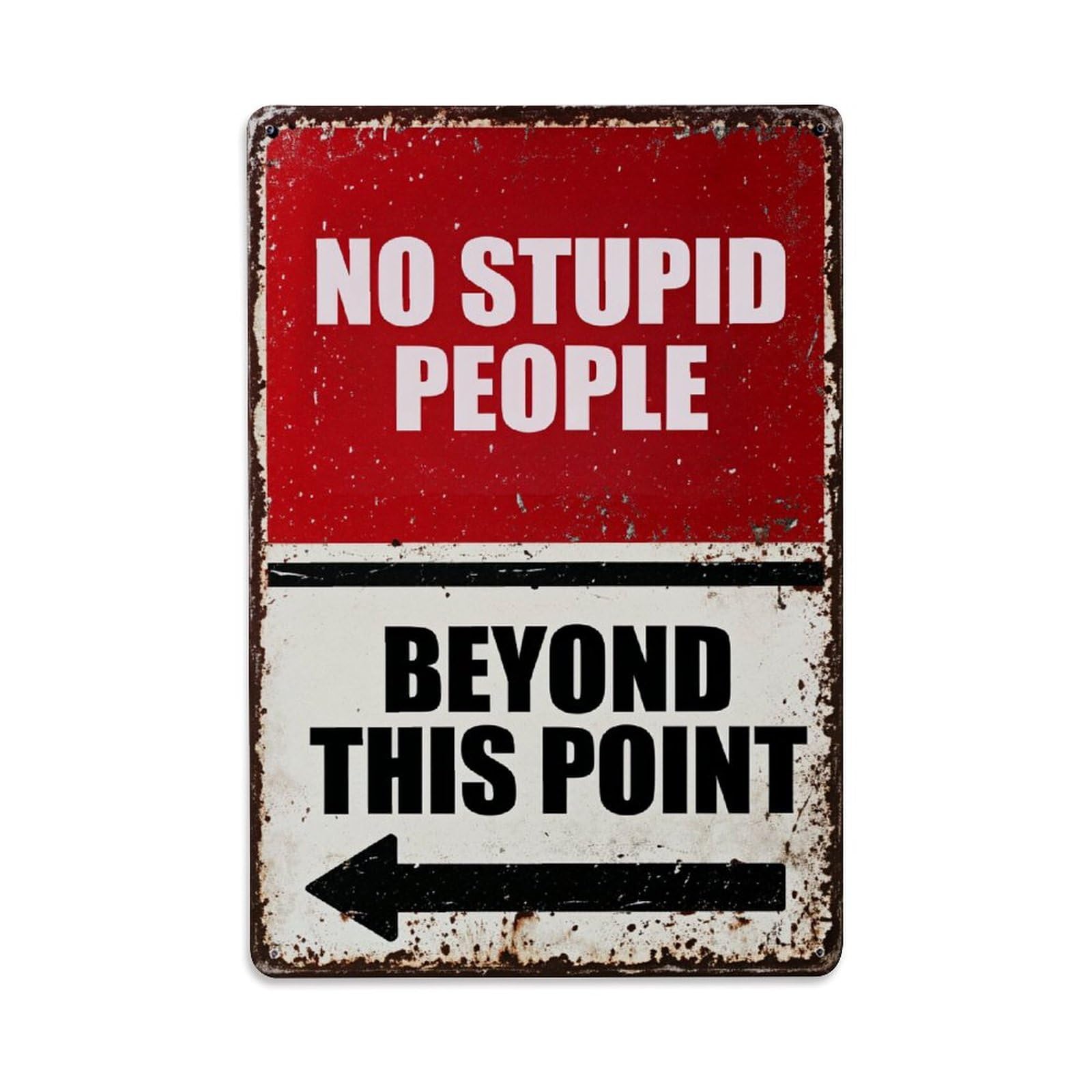 Enderetf Vintage No Stupid People Beyond This Point Tin Sign Metal Poster, Home Bar Garage Man Cave Cafe Indoor & Outdoor Wall Decoration 8X12inches