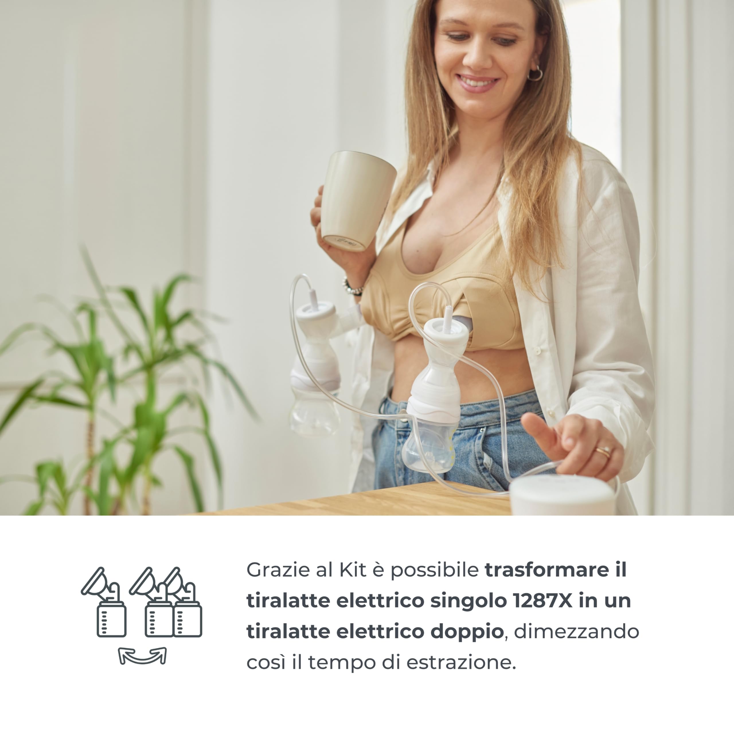 Nuvita Kit Trasformazione Doppio Tiralatte per Materno Smart X - 1287KDX | Kit Completo Accessori, Biberon Anti-Colica Approvato AIO