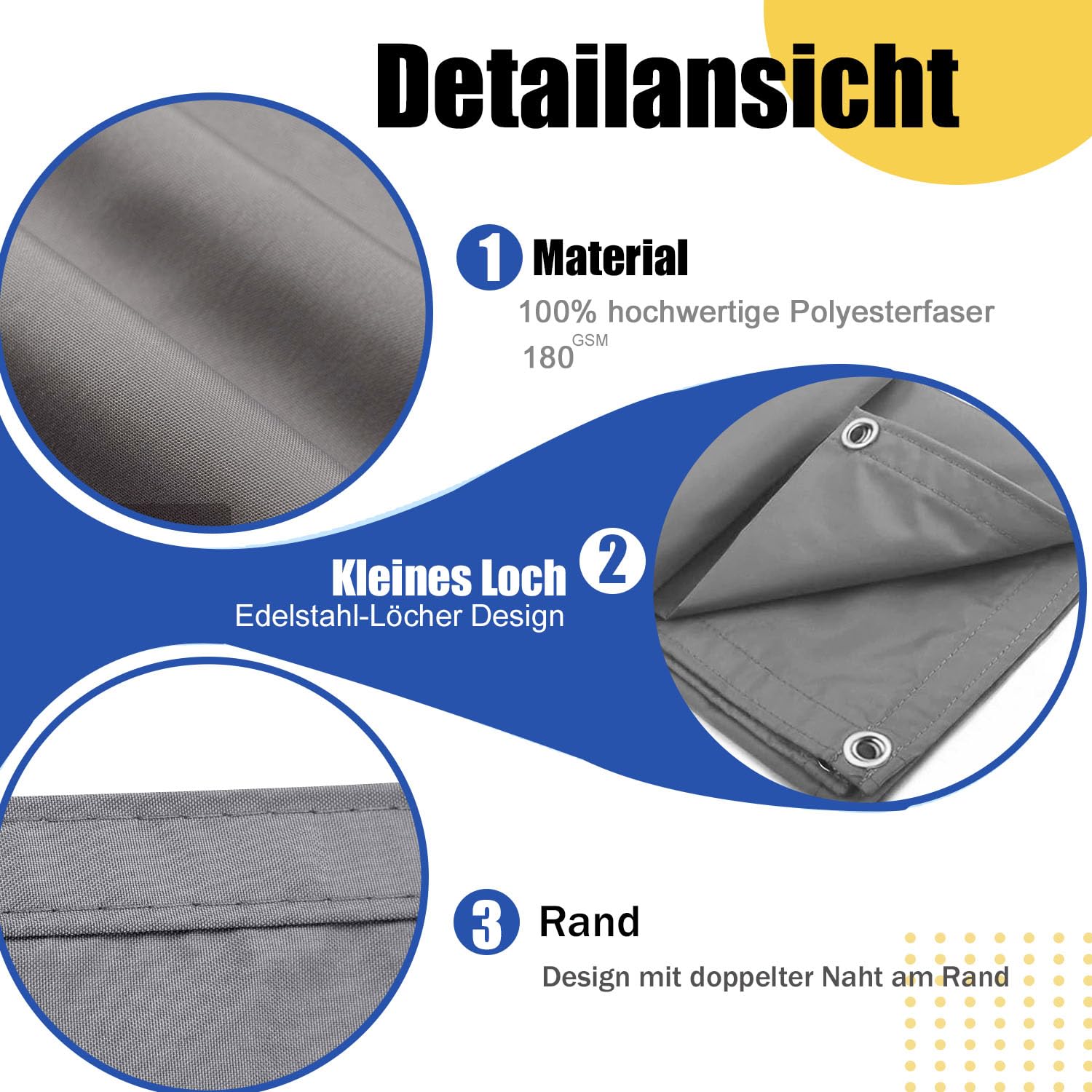 Sonnensegel mit Befestigungsseile, Sonnenschutz Wasserdicht, UV-Schutz Windschutz, Sonnensegel Polyester Rechteckig Reißfest mit ösen Seil für Garten Terrasse Balkon, Camping-1x1.5m-Dunkelgrau