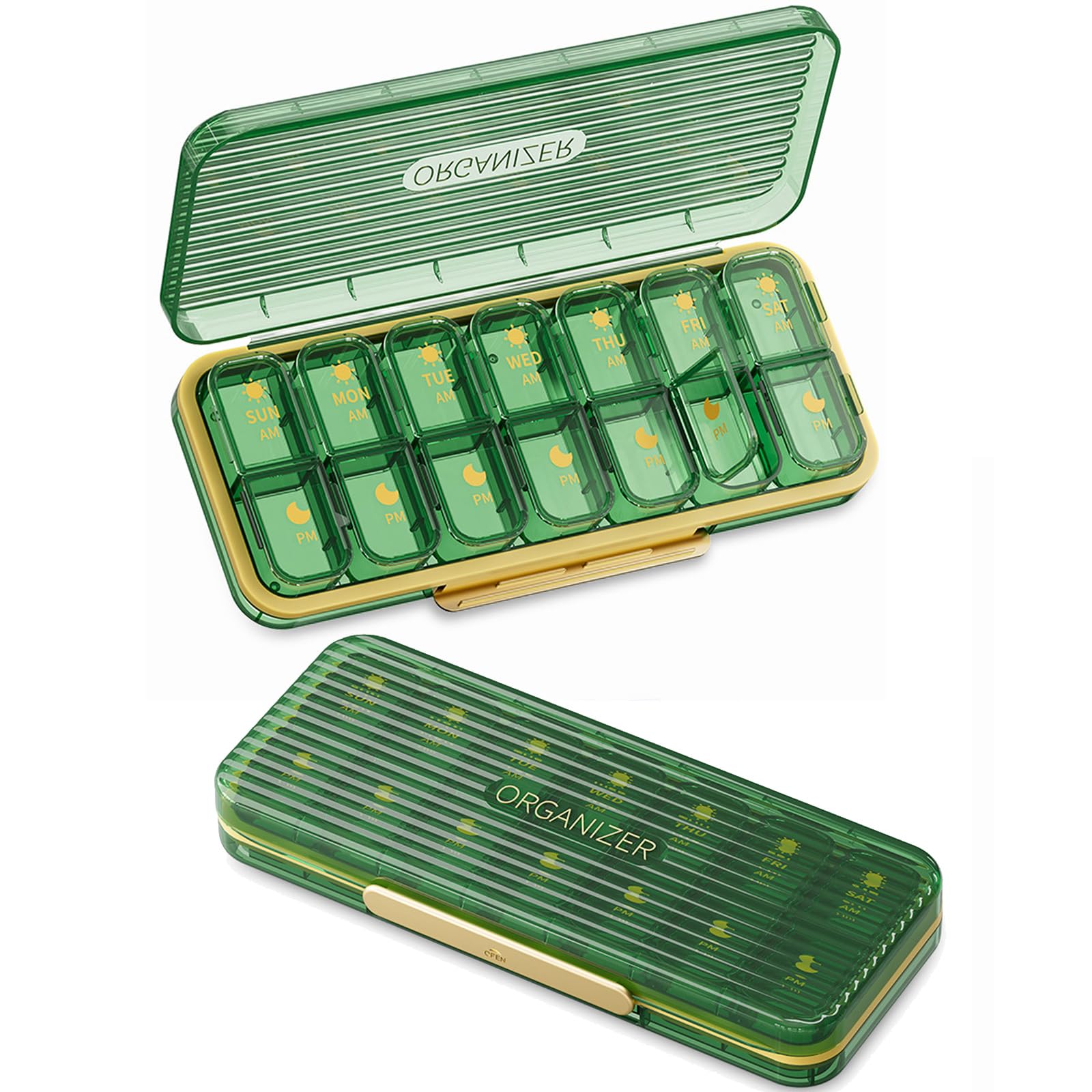 Weekly Pill Organizer 2 Times A Day, Daily AM/PM Pill Box 7 Day - Pill Box with Large Compartment, Portable Travel Medicine Case for Vitamin, Fish Oils, Supplements (14-Grid)