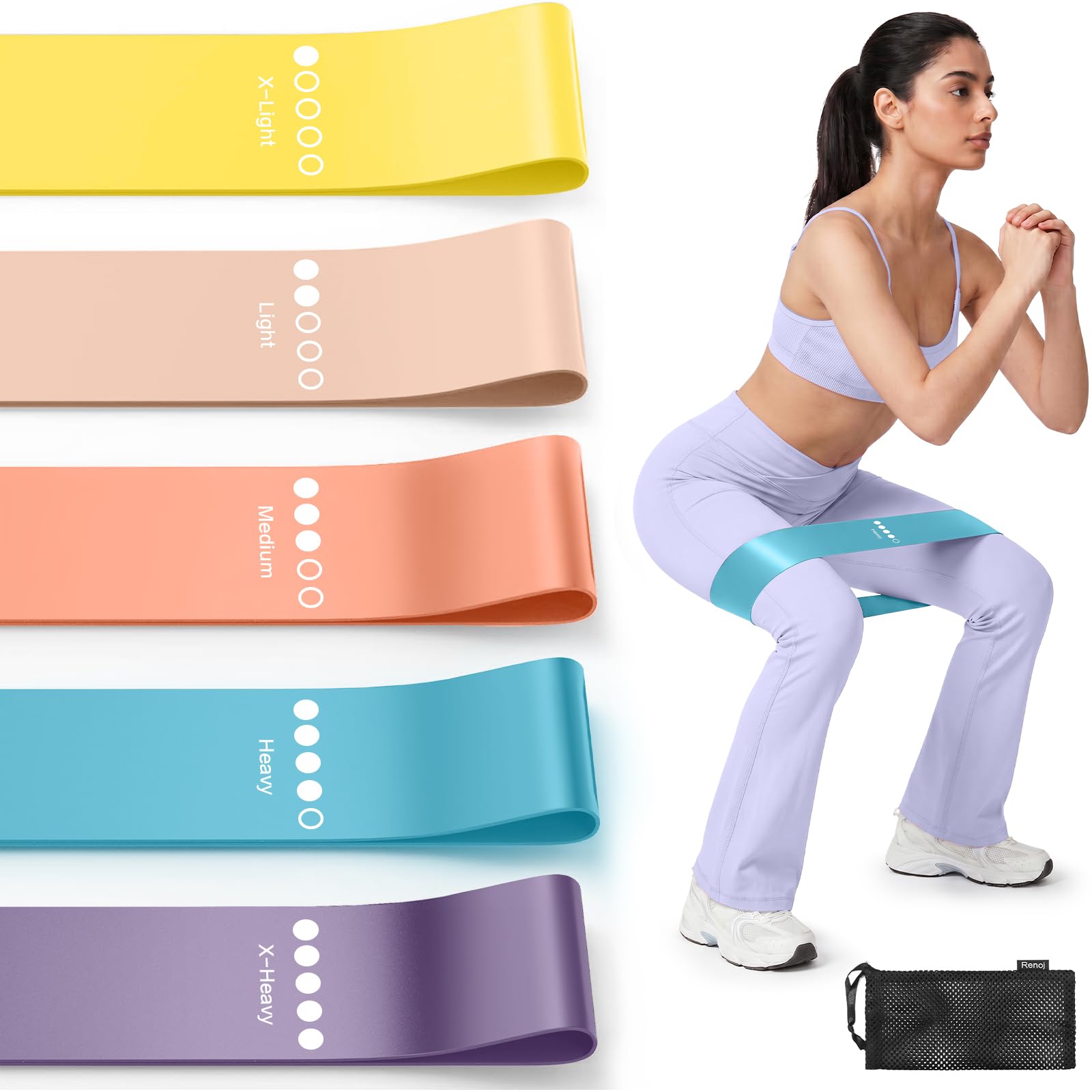 Resistance Bands for Working Out, 5-Pack Loop Exercise Bands for Home Gym — Amazon image 9