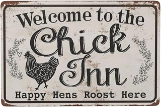 Vingate Cute Chicken Coop Door Sign - Metal Chick Inn Sign 8x12 Inches