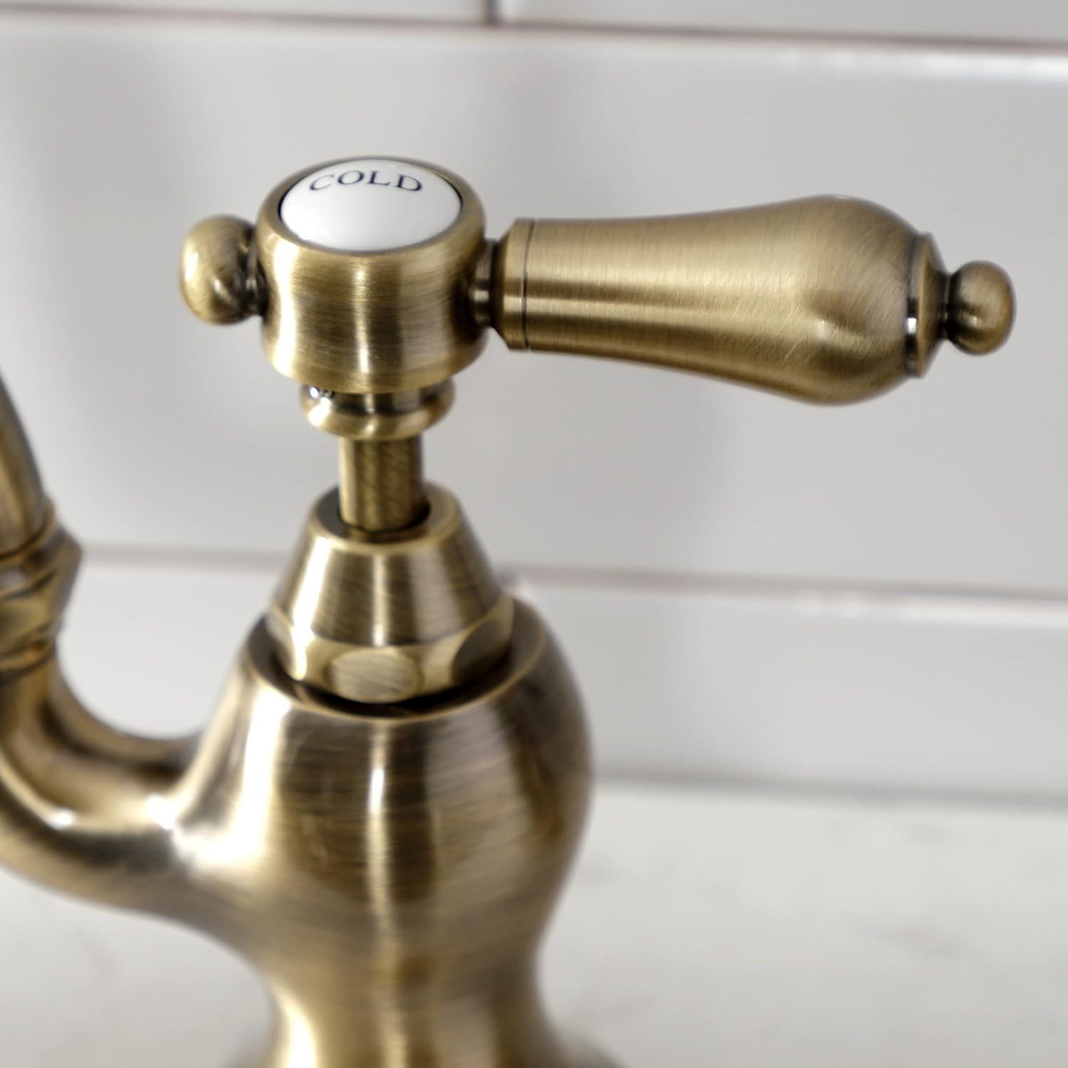 Kingston Brass KS7753BALBS Heirloom Bridge Kitchen Faucet with Brass Sprayer, Antique Brass