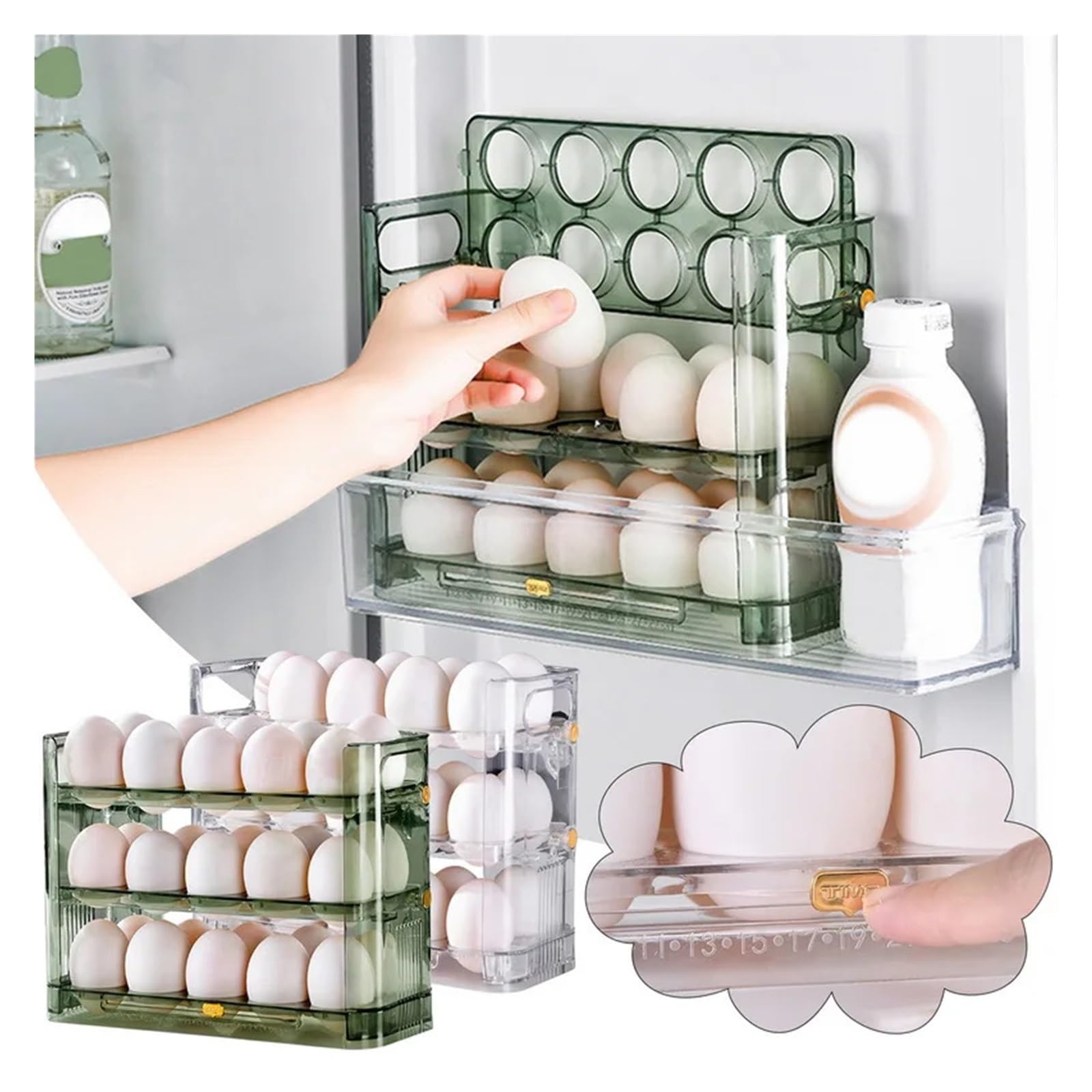 Custodia for Uova, Contenitore Alimenti Con Vassoio Dispenser for Fresche