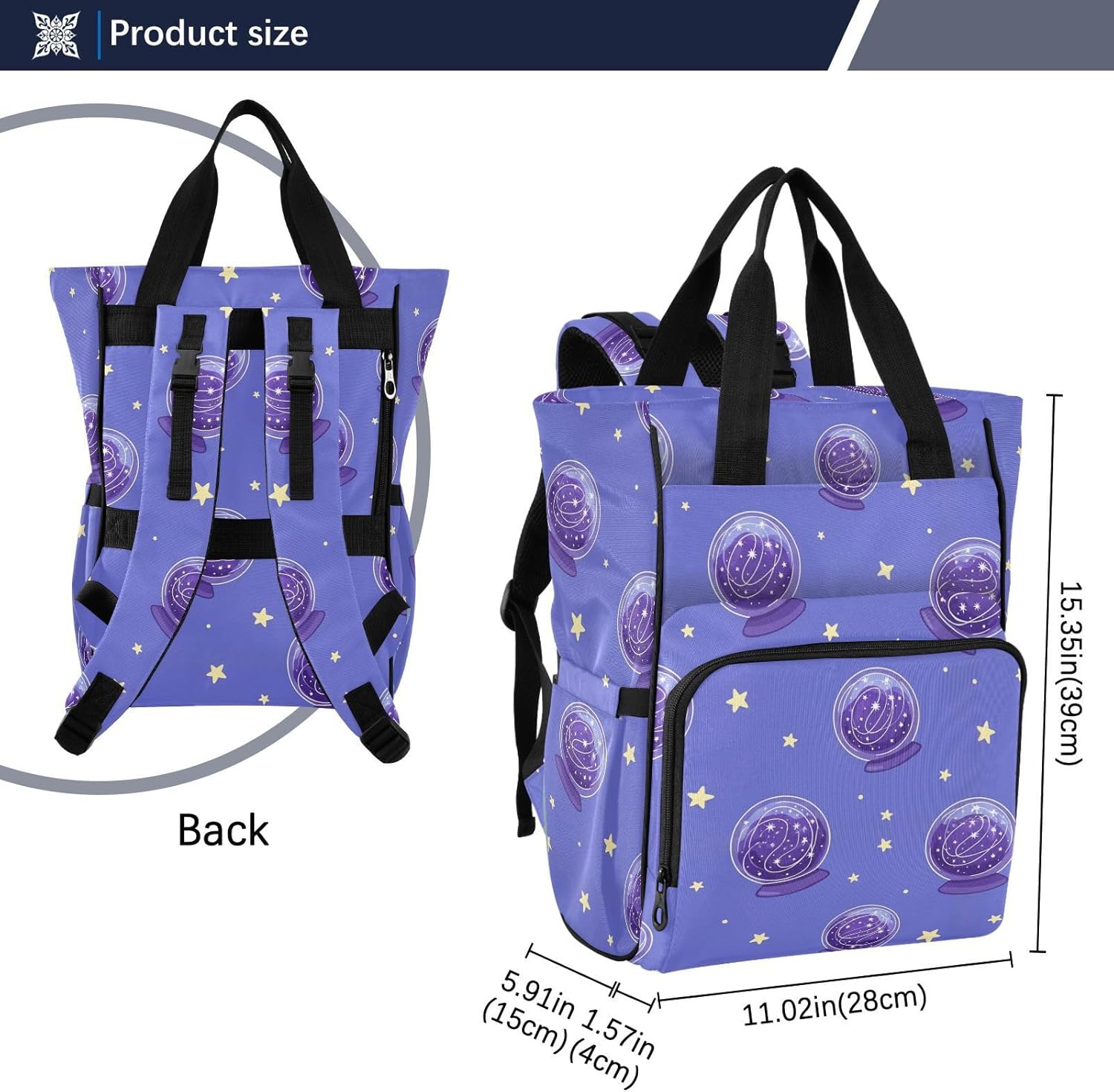 SPRIPORT Space Star Blue Print Diaper Bag Backpack for Baby Boys Girls Multifunction Baby Essentials Travel Tote with Stroller Straps & Bottle Storage Maternity Travel Bag for Traveling Baby Shower