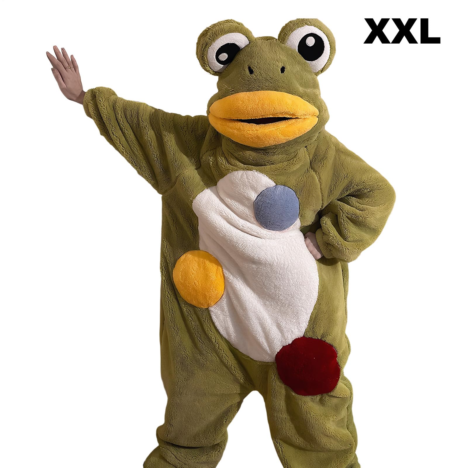 Pigiama Onesie Per Adulti - Simpatica rana con cappuccio in peluche | Felpa con cappuccio animale unisex un pezzo per le coppie di donne | Costume da festa di cosplay per dormire, tuta natalizia