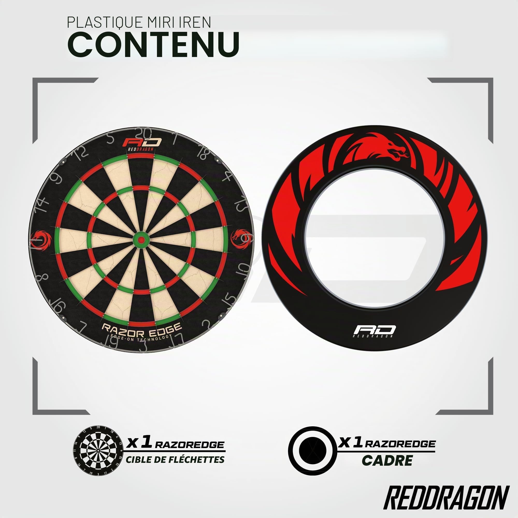 Red Dragon Razor Edge Jeux de fléchettes Professionnels – Tournoi de qualité Standard et Design Dragon Durable avec 2 fléchettes à Pointe en Acier et Laiton.