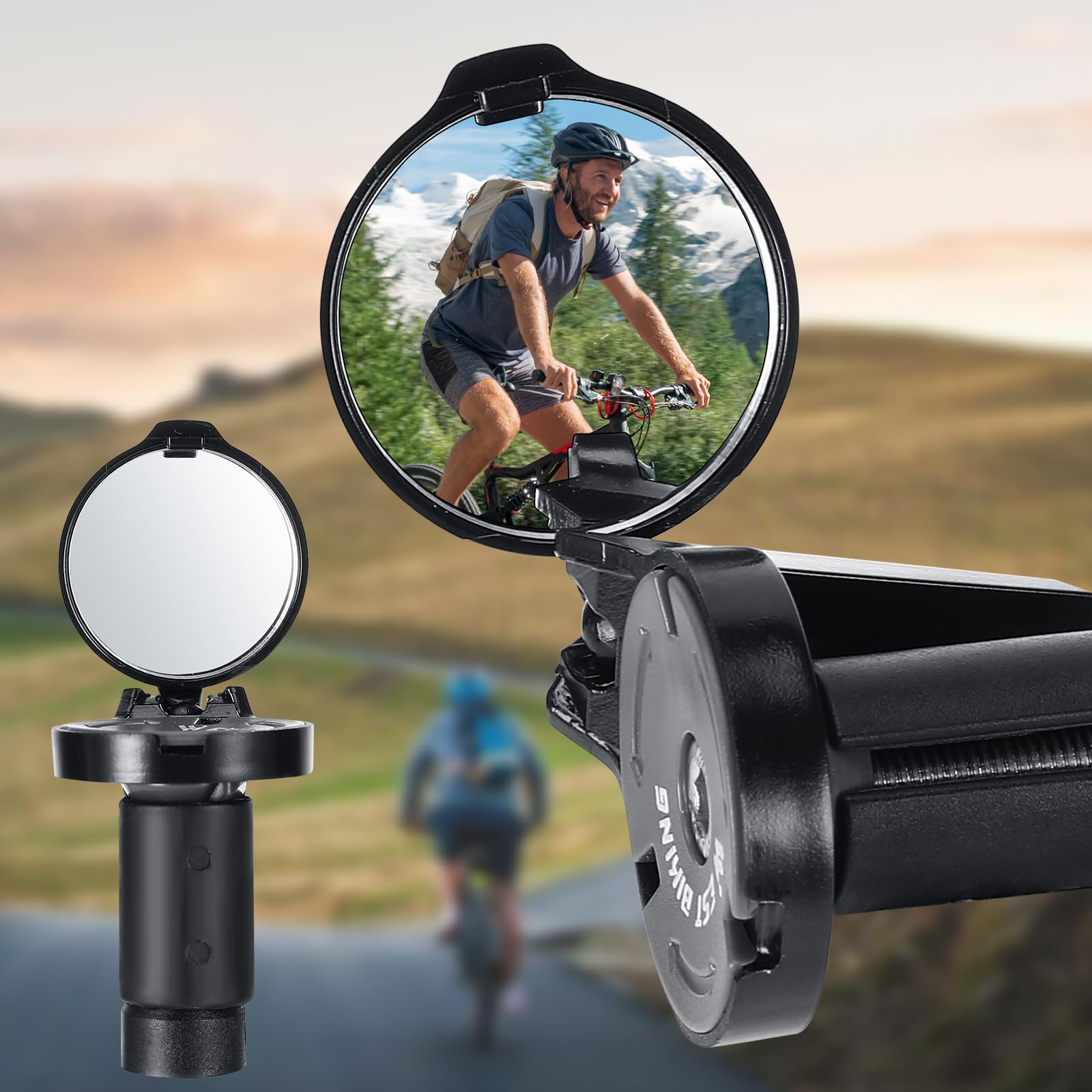 Specchietti Retrovisori Bici 2 Pezzi - HD 360° Regolabili, Per Manubri 16-22 Mm, Mountain Bike - Foto 7