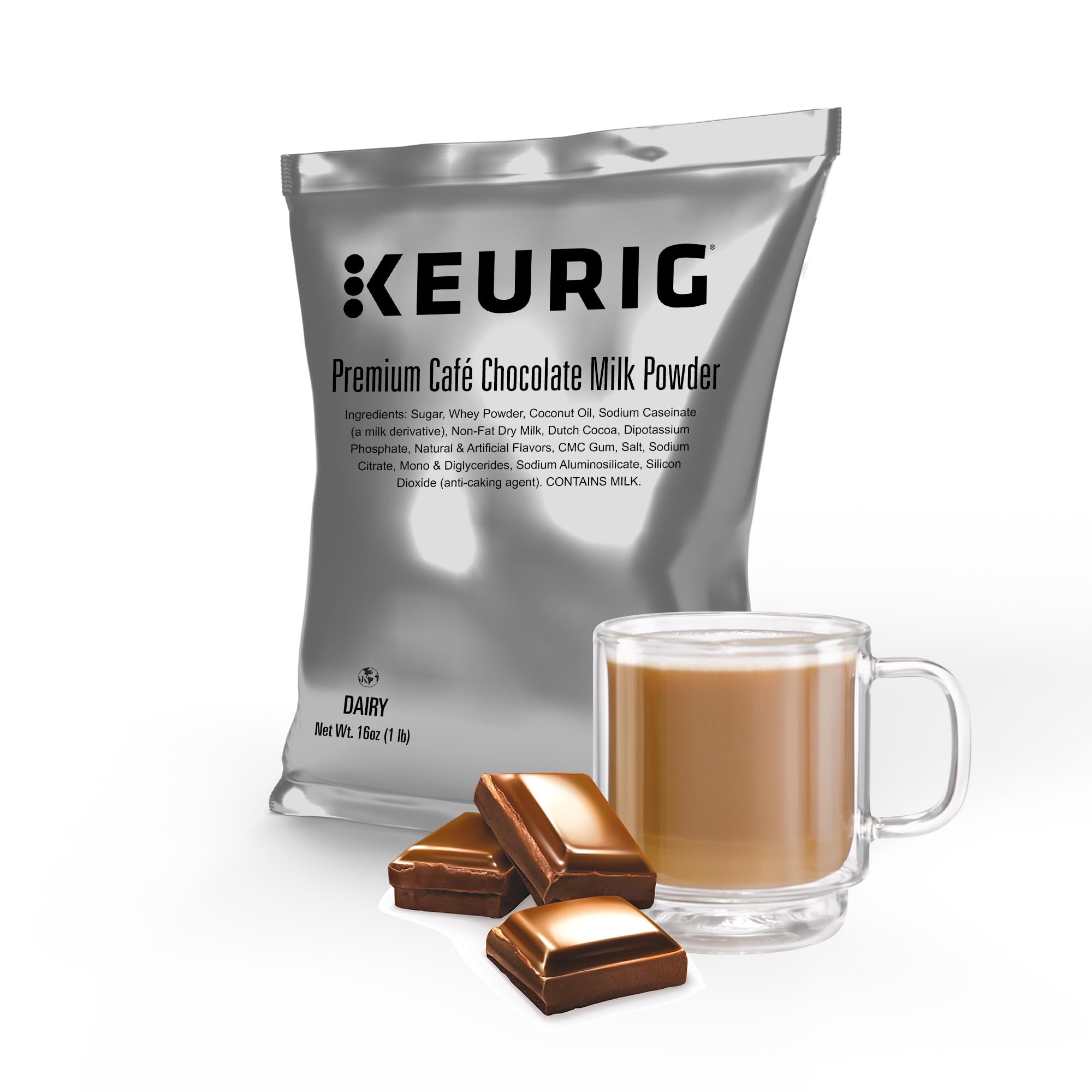 Keurig Premium Café Chocolate Milk Powder, 1lb Bag, Specialty Beverage Mix for Lattes & Mochas, Makes about 30 Drinks, For Keurig Commercial Brewers,