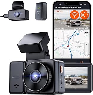 Dash Cam Front and Rear Camera with 5G WiFi and Voice Control, VANTRUE E2 Dual 2.7K Dash Cam, GPS, Free APP, Buffered Motion Detection, Sony Night Vision, 24 Hours Parking Mode, Support 512GB Max