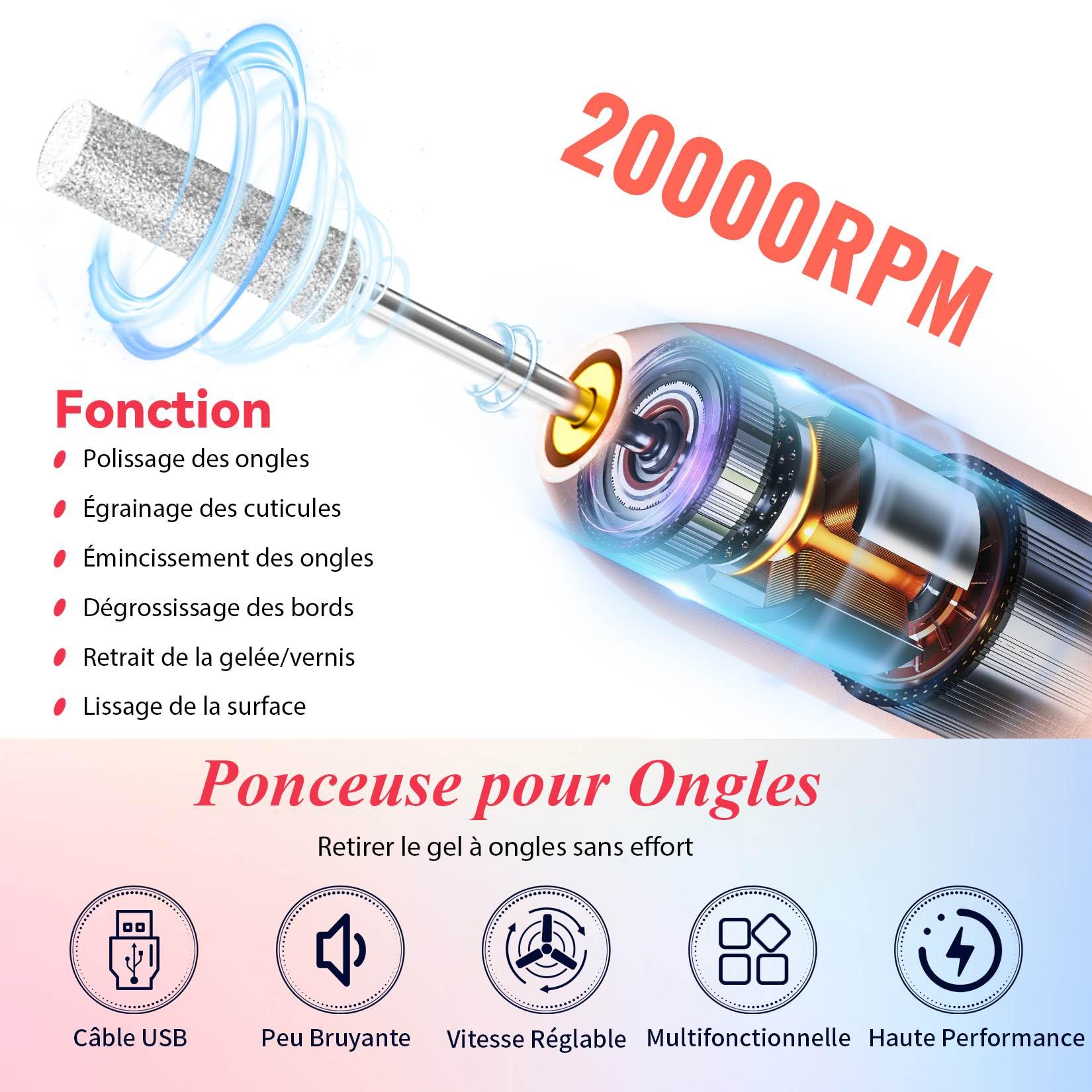 Phoenixy Kit Ongle Gel U V Complet 25 Couleur avec Ponceuse pour Ongles Lampe UV Kit Vernis Semi Permanent Base et Top Coat Outils de Manucure Adapté aux Débutants