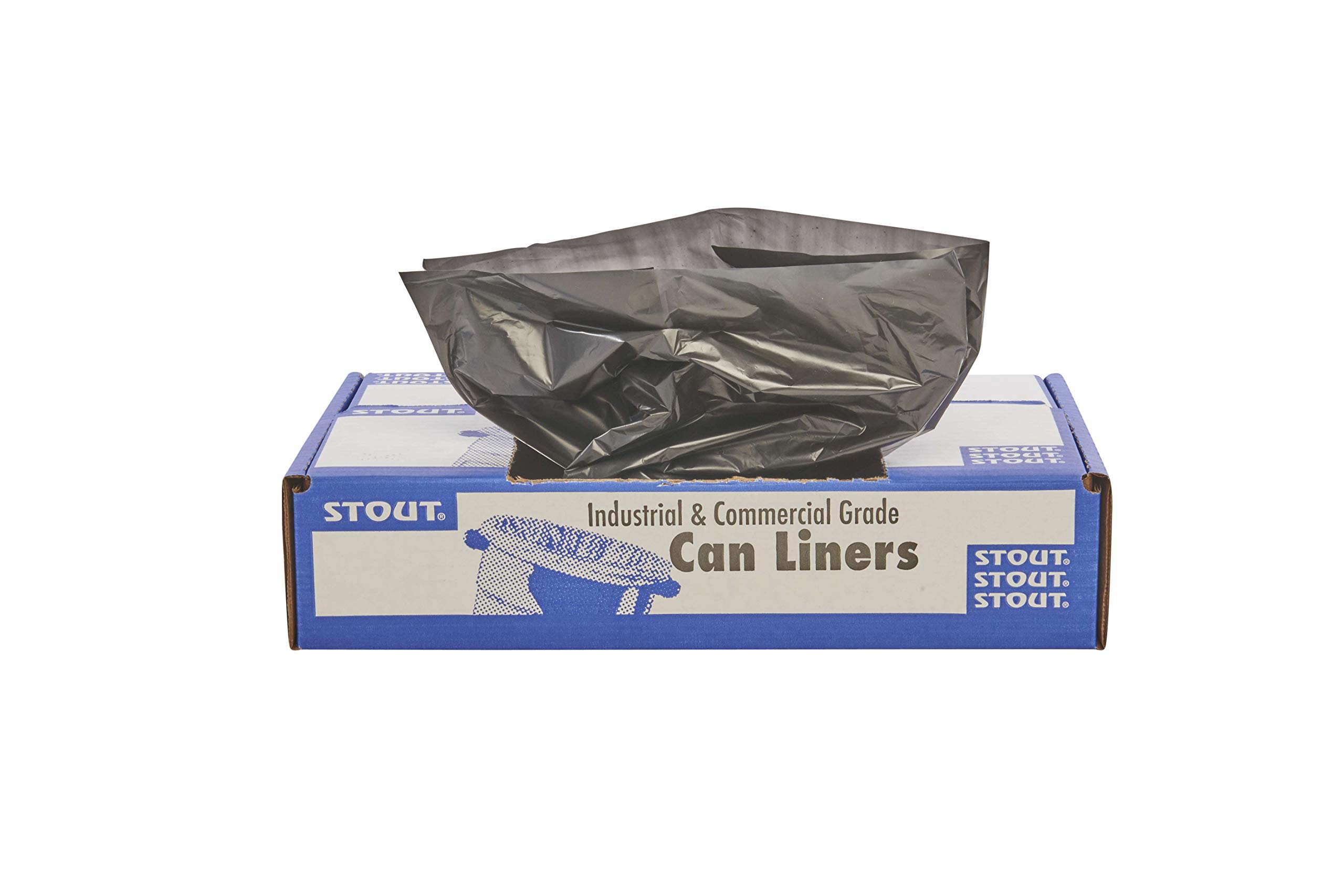 Stout by Envision Commerical 7-10 Gallon Can Liners - 250 Bags - 1 mil Heavy Duty Industrial 100% Recycled Puncture & Tear Resistant Garbage Trash Bags