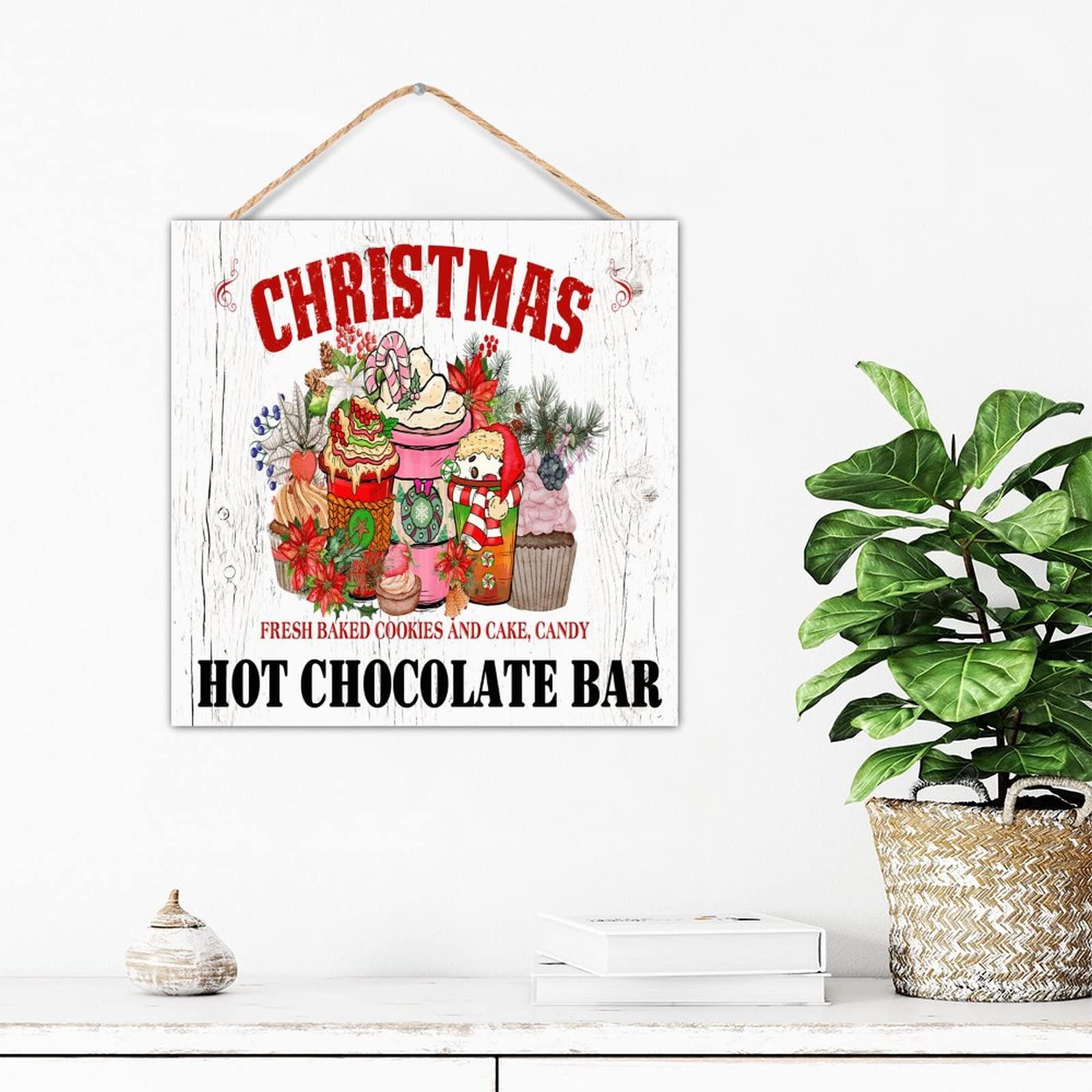 Décoration de table de bar de Noël en bois, cadeau idéal pour porche et chambre