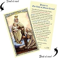 Vista 4 de Escapulario marrón de Nuestra Señora del Monte Carmelo con Nuestra Señora del Monte Carmelo laminada tarjeta santa laminada, tarjeta de oración