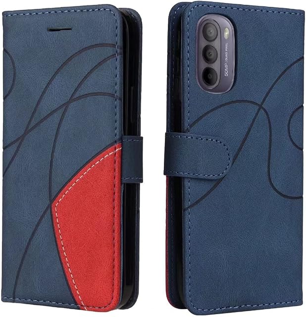 Dfjhure Motorola Moto G31 Case Moto G41 Case Premium Flip Wallet Phone Case Cover Shockproof PU Leather Stand View Bookstyle Case Silicone Bumper Business Phone Case for Motorola Moto G31/G41- Blue