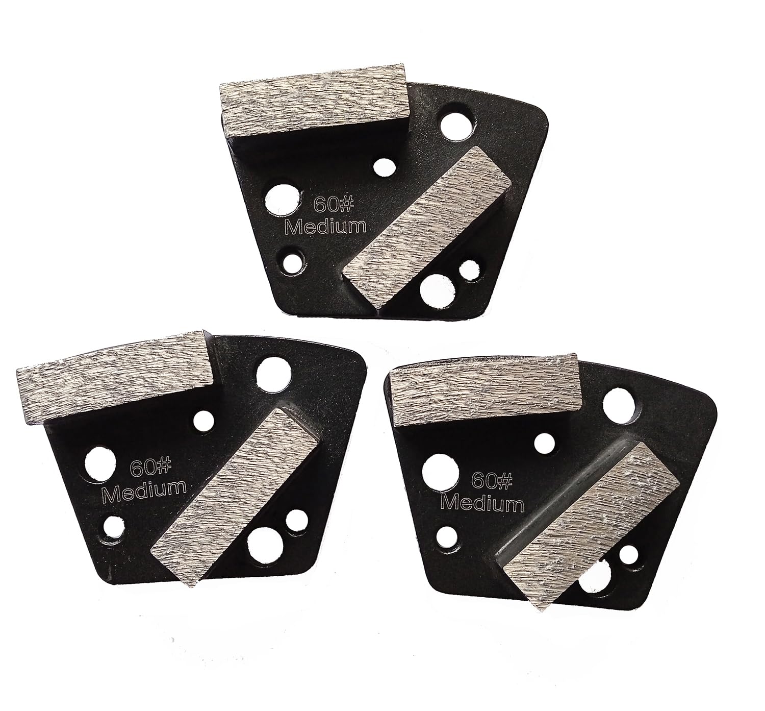 3 Pcs Trapezoid 6 Hole Sintering Diamond Grinding Disc Block for Concrete Floor (60#)