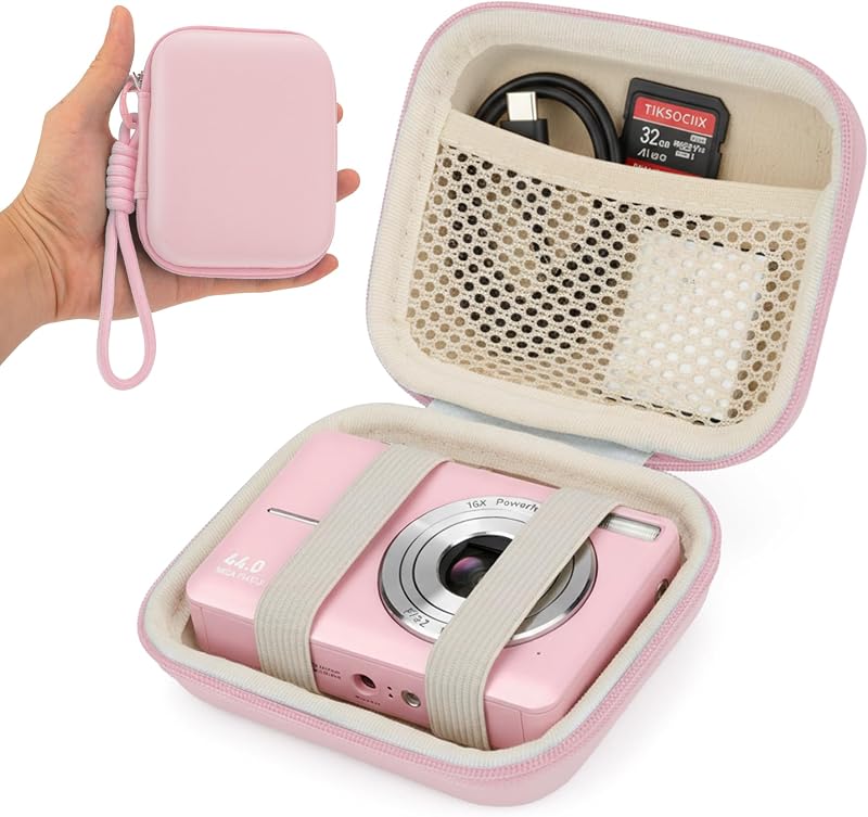 Digital Camera Case for Kodak PIXPRO FZ55 FZ45 - Pink | Hard EVA Protective Shell, Fit CAMKORY Compact Digital Cameras, Compact for Travel and Daily Carry