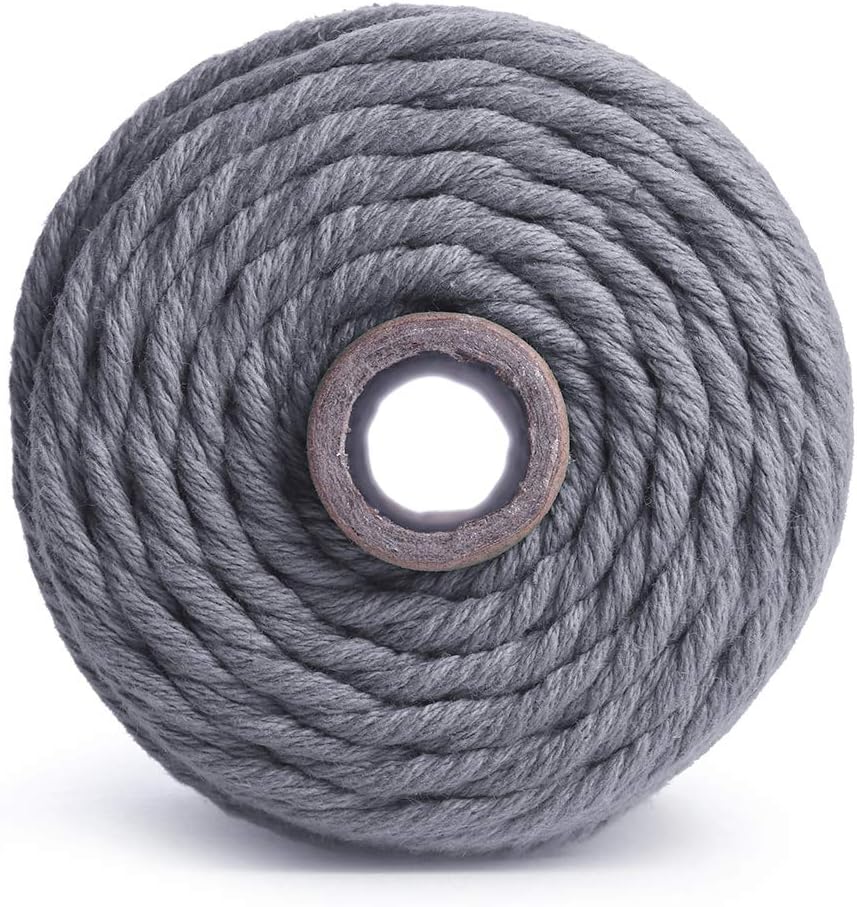 Binwat 3mm x 100m Natural Cotton Cord Yarn for Macrame Wall Hangings, Plant Hangers, DIY Crafts, Home Decorations, Gift Wrapping (Grey) - Image 5