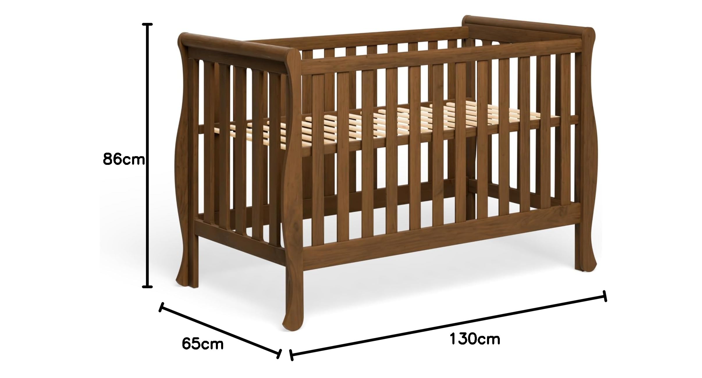 Cuna Gala 120x60 cm – Elegante Cuna Blanca con Barrera extraíble – Convertible en Cama de día, Fabricada en Madera de Pino y MDF