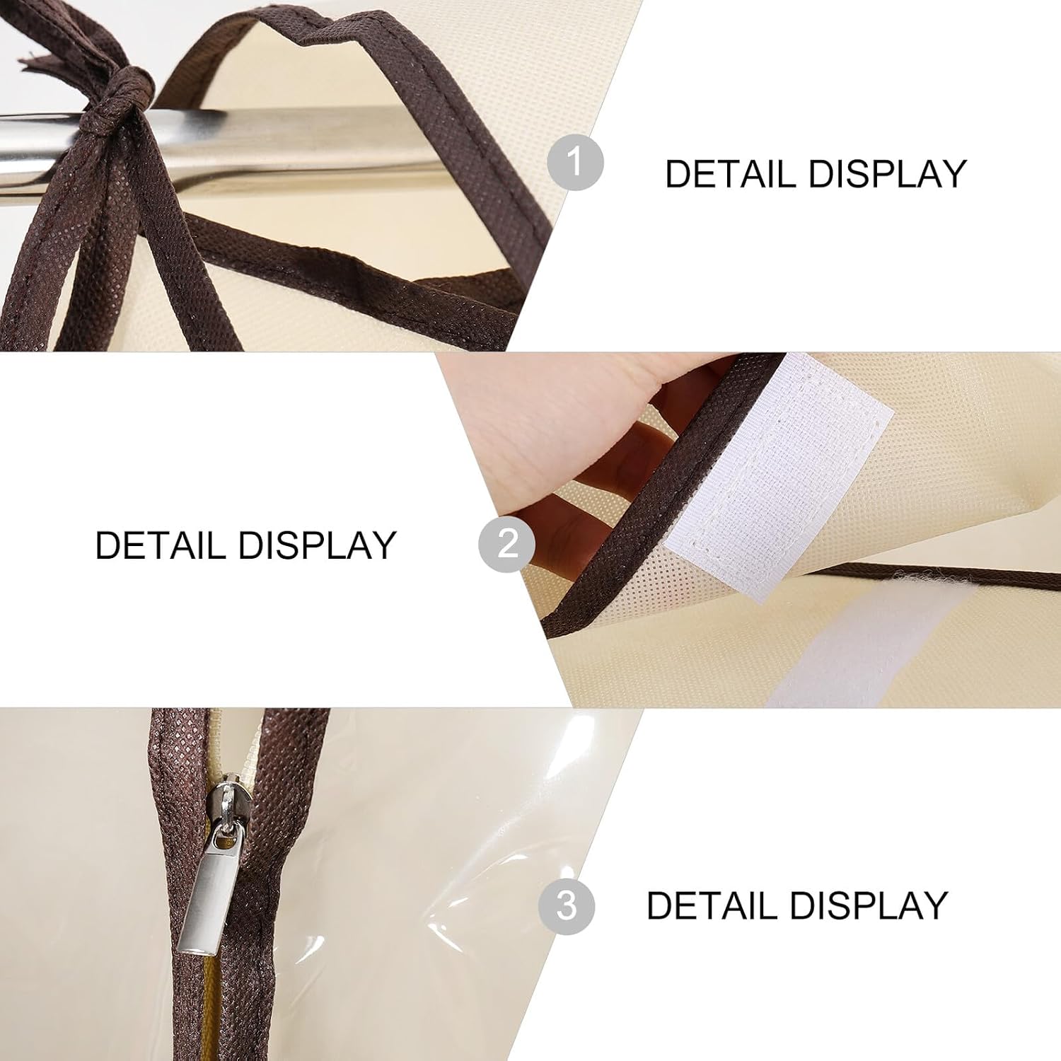Beige Printed Medium Garment Cover Clothes Protector Dustproof Hanging Suit Bag for Closet Storage and Travel