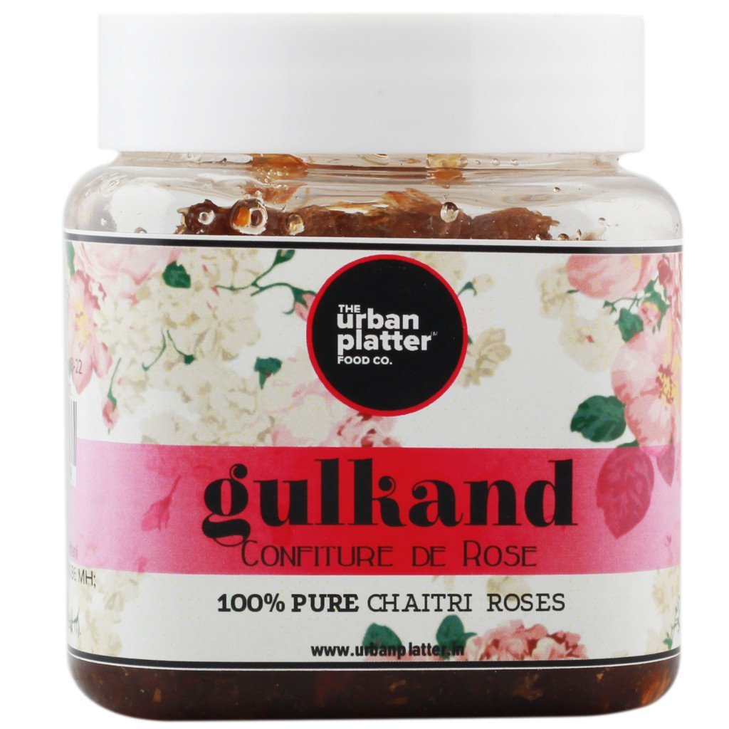 Urban Platter Gulkand | 10.58 Oz/300g | Pure Rose Petal Jam | Sun Dried Rose Blend with Sugar | Natural Cooling Preserves | Made with Chaitri Roses | Perfect for Falooda, Milkshakes, & Desserts