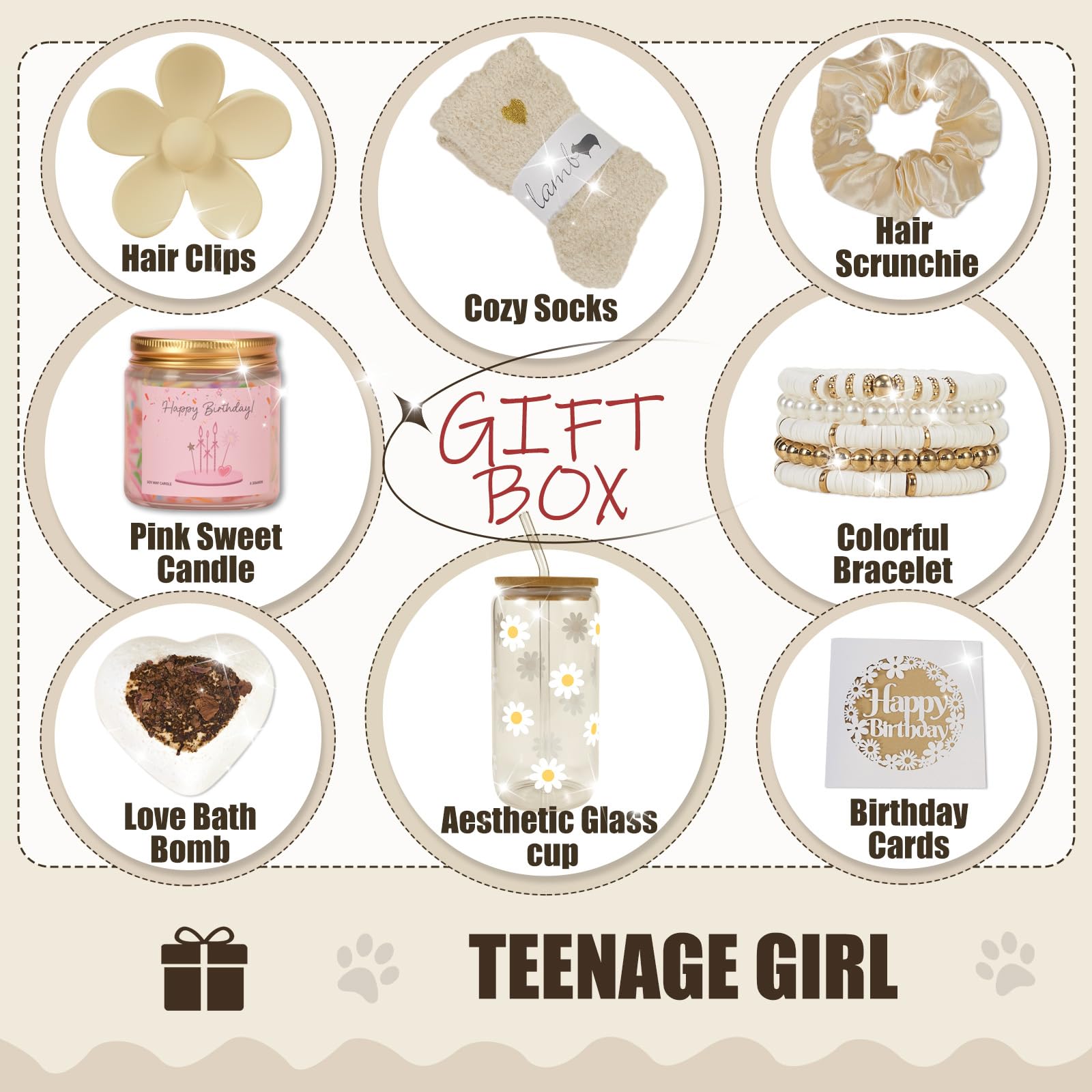 Regalo di compleanno per ragazze adolescenti, scatola di buon compleanno per ragazze, simpatiche cose preppy per ragazze, Natale, graziose tazze di vetro estetiche con margherita, set da 8 pezzi
