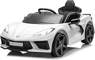 FUNTOK Licensed Chevrolet Corvette C8 12V Ride On Car, Electric Car w/Remote Control, LED Lights, Shiny Dashboard, 3 Speed...
