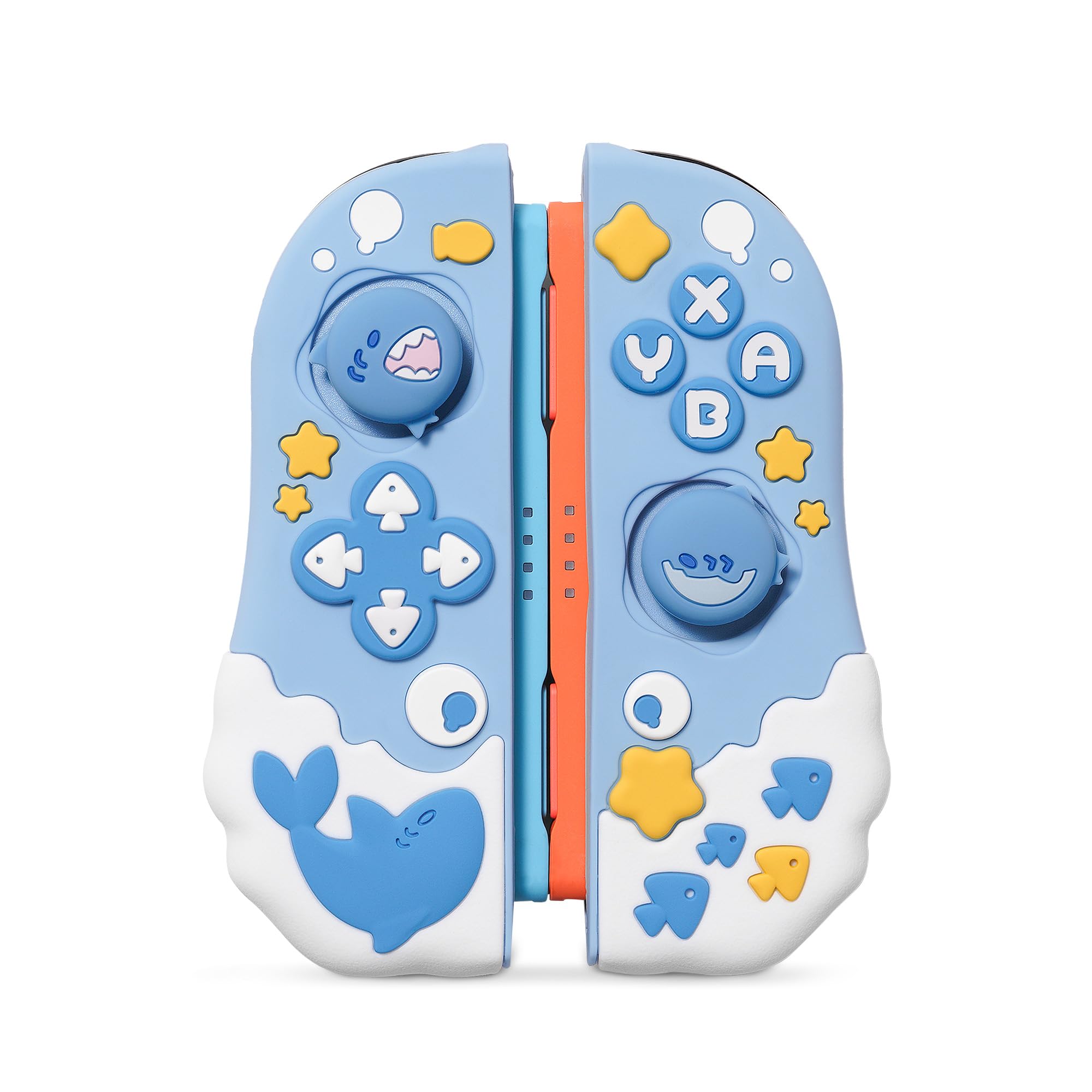 GeekShare Protective Case Compatible with Joy Con of Switch 2 Controllers,Silicone Switch Controller Skin, Anti-Slip Protective Case for Switch 2 (2025) with 2 Thumb Grips - Shark Party - 2