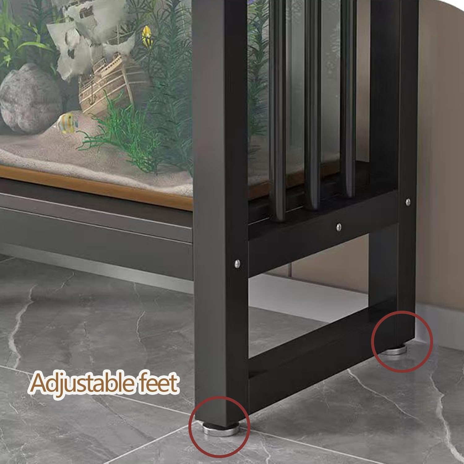 10-40 Gallon Fish Tank Stand 23.6" x 11.8" x 31.5",Heavy Duty Metal 2-Tier Aquarium Stand with Adjustable Feet,600LBS Capacity for Reptile Terrarium Breeder Tank(Black)