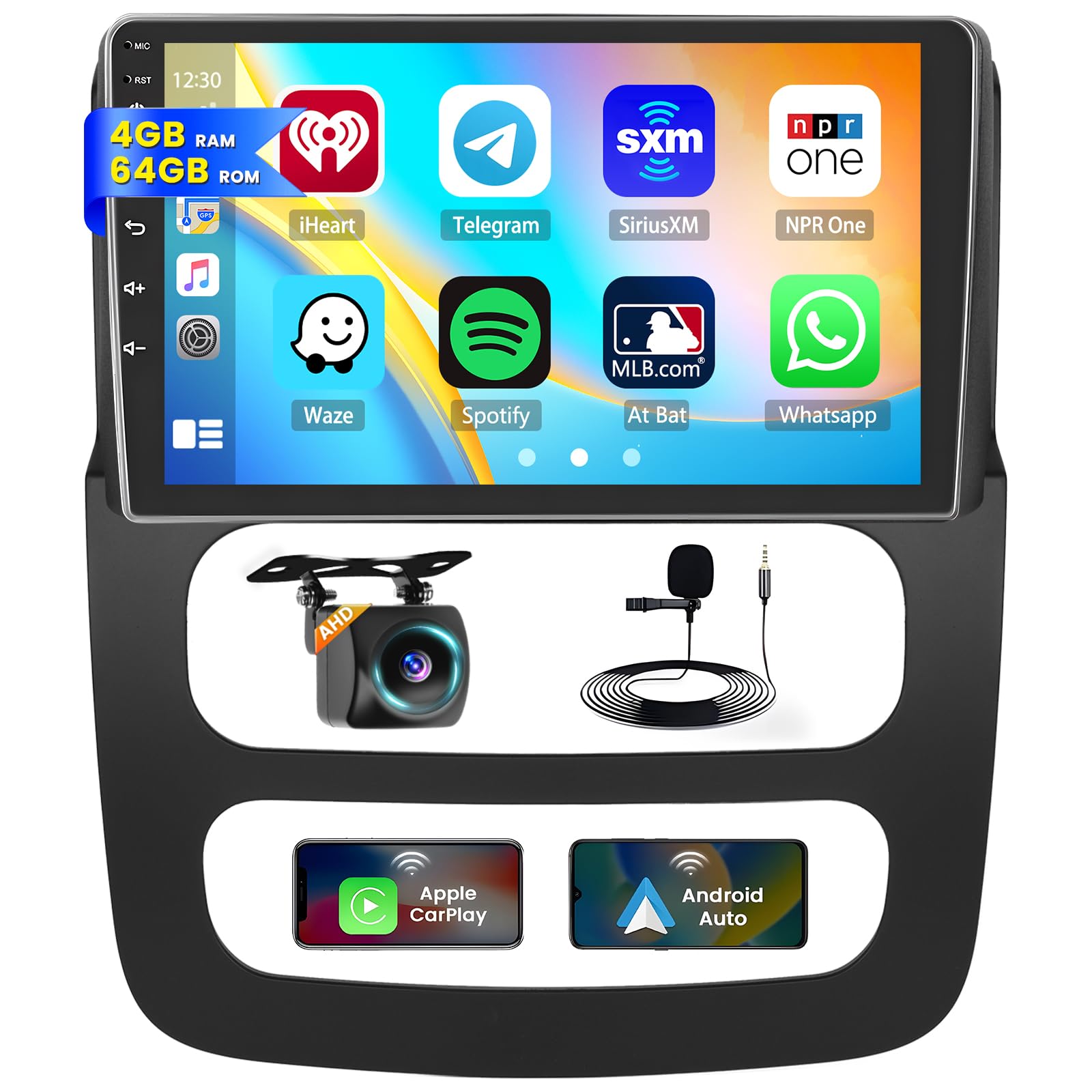 4 128G Android Autoradio mit Bildschirm für Seat Leon 2005-2012 Wireless Carplay, Autoradio mit Navi 9 Zoll Incell Bildschirm Android Auto/FM/RDS/Rückfahrkam