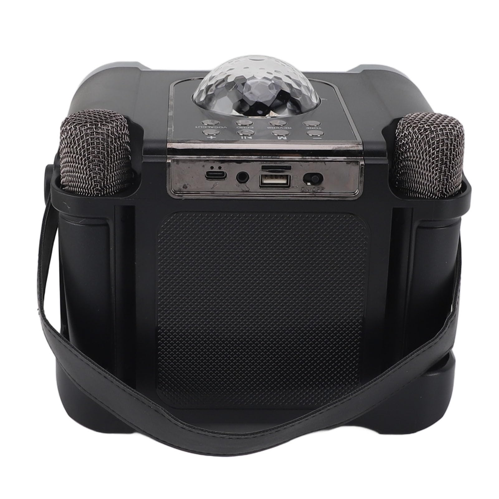 EMUKOEP Altoparlante Bluetooth Portatile Grigio Senza Fili Macchina per Karaoke con Doppio Microfono per Riunioni Domestiche, Batteria Al Litio, Design Elegante